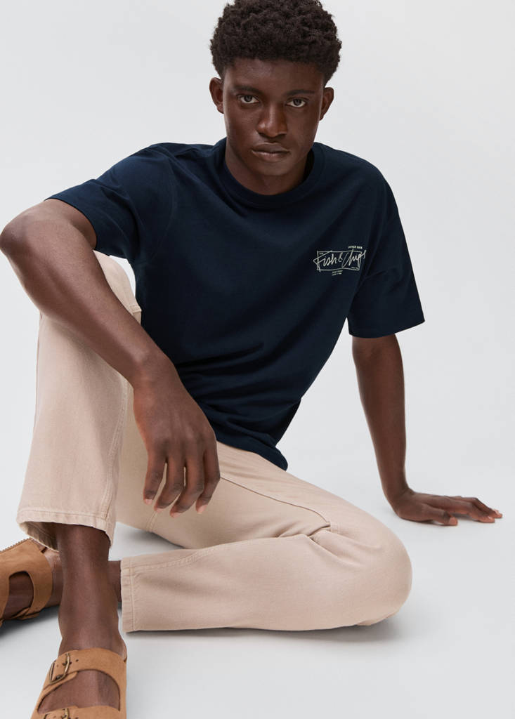 Short-sleeved printed t-shirt — Navy