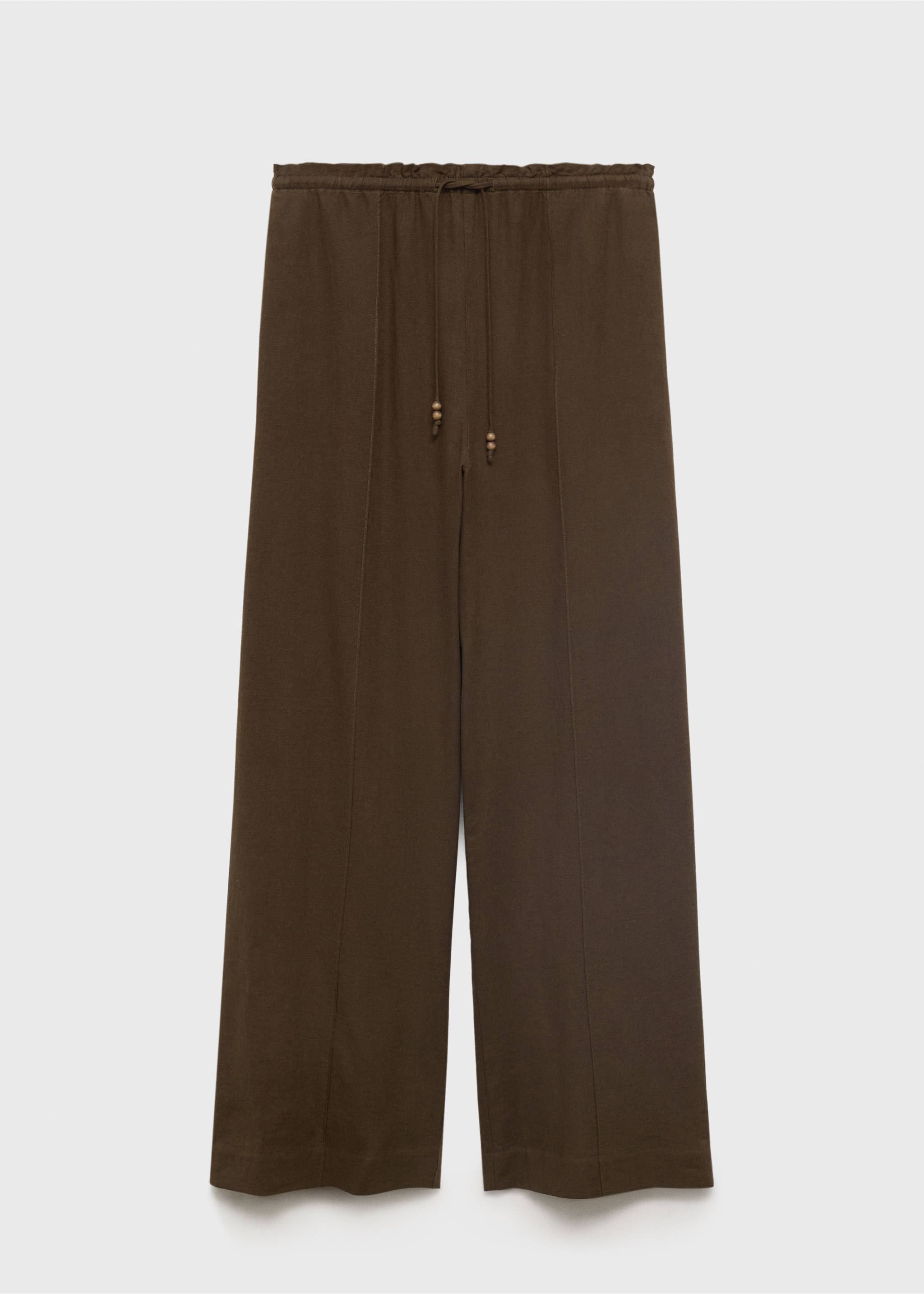 Pantalon lin taille élastique - Article sans modèle, Marron moyen. Ref: 17071224-00.