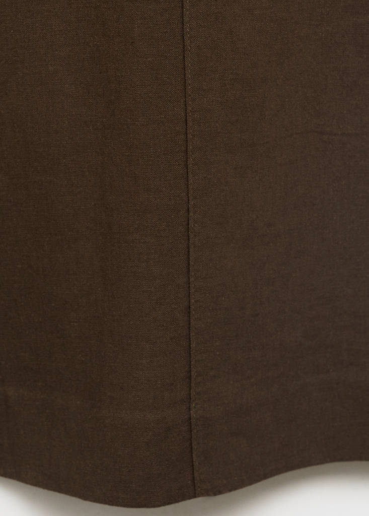 Linen-blend elastic waist trousers — Medium Brown