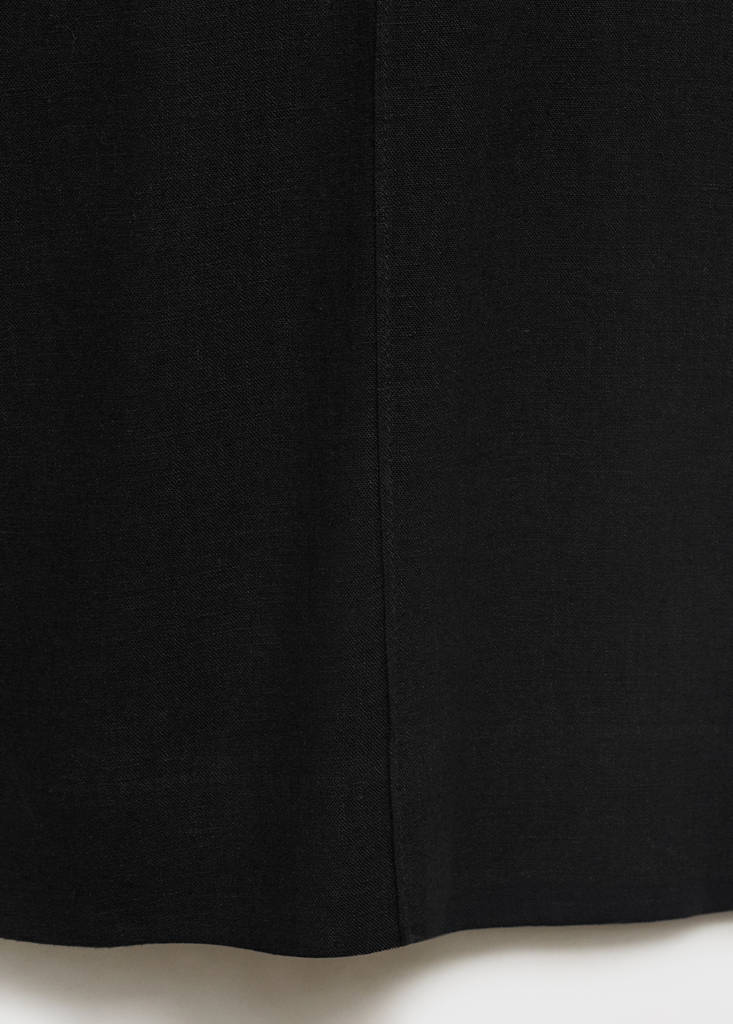 Linen-blend elastic waist trousers — Black