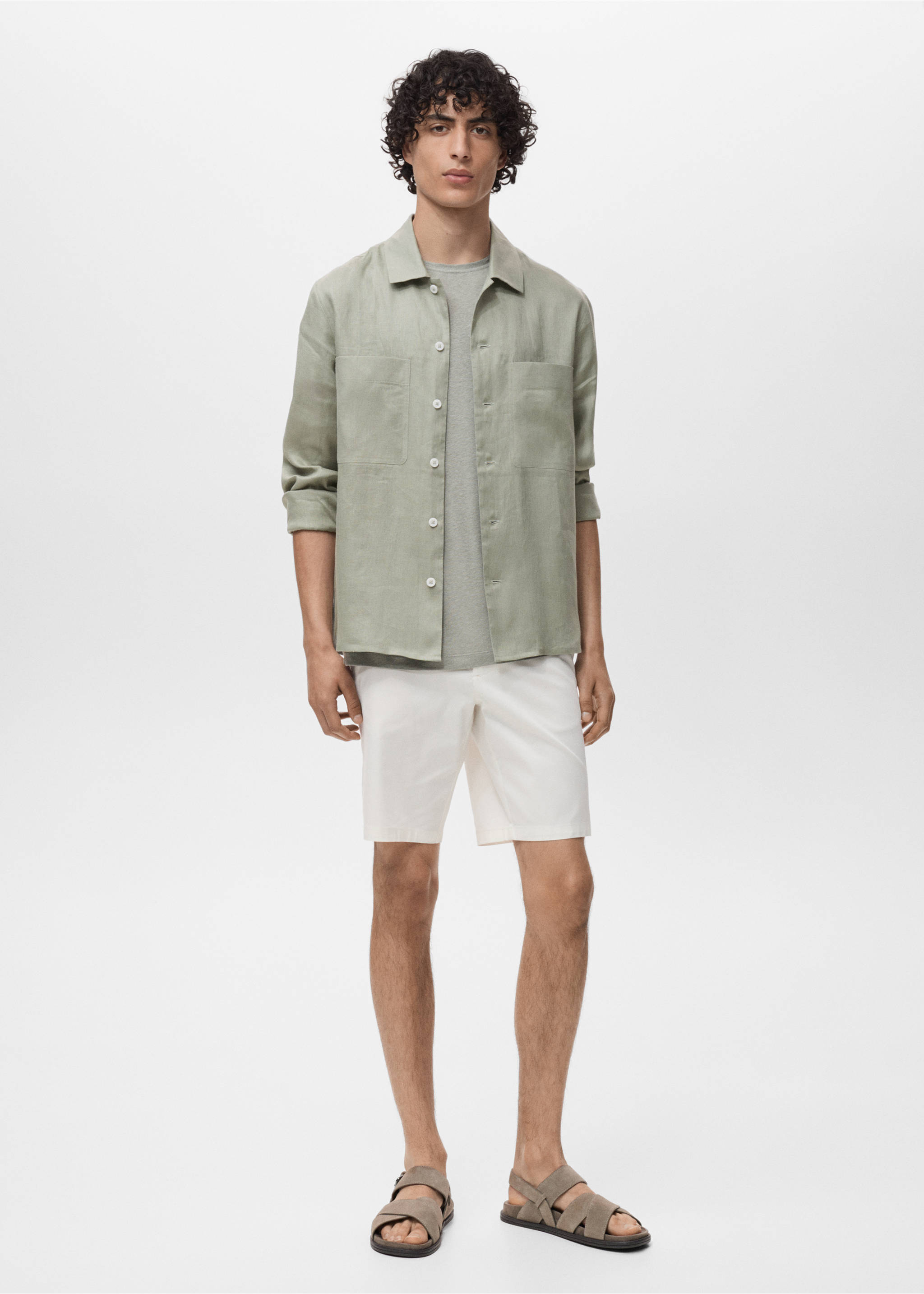 Sobrecamisa 100% lino ligera - Plano general, Verde menta. Ref: 17071225-00.