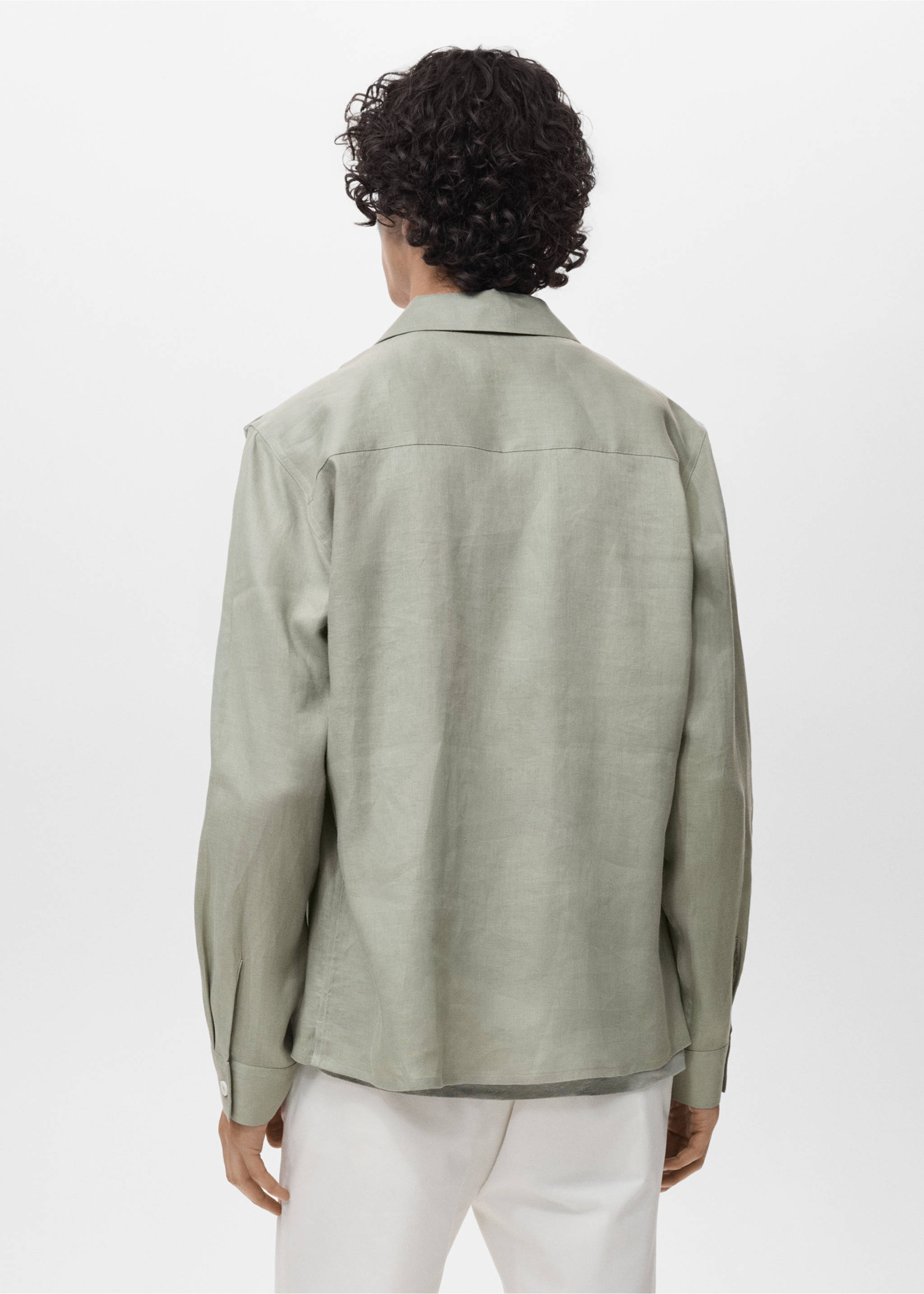Sobrecamisa 100% lino ligera - Reverso del artículo, Verde menta. Ref: 17071225-00.