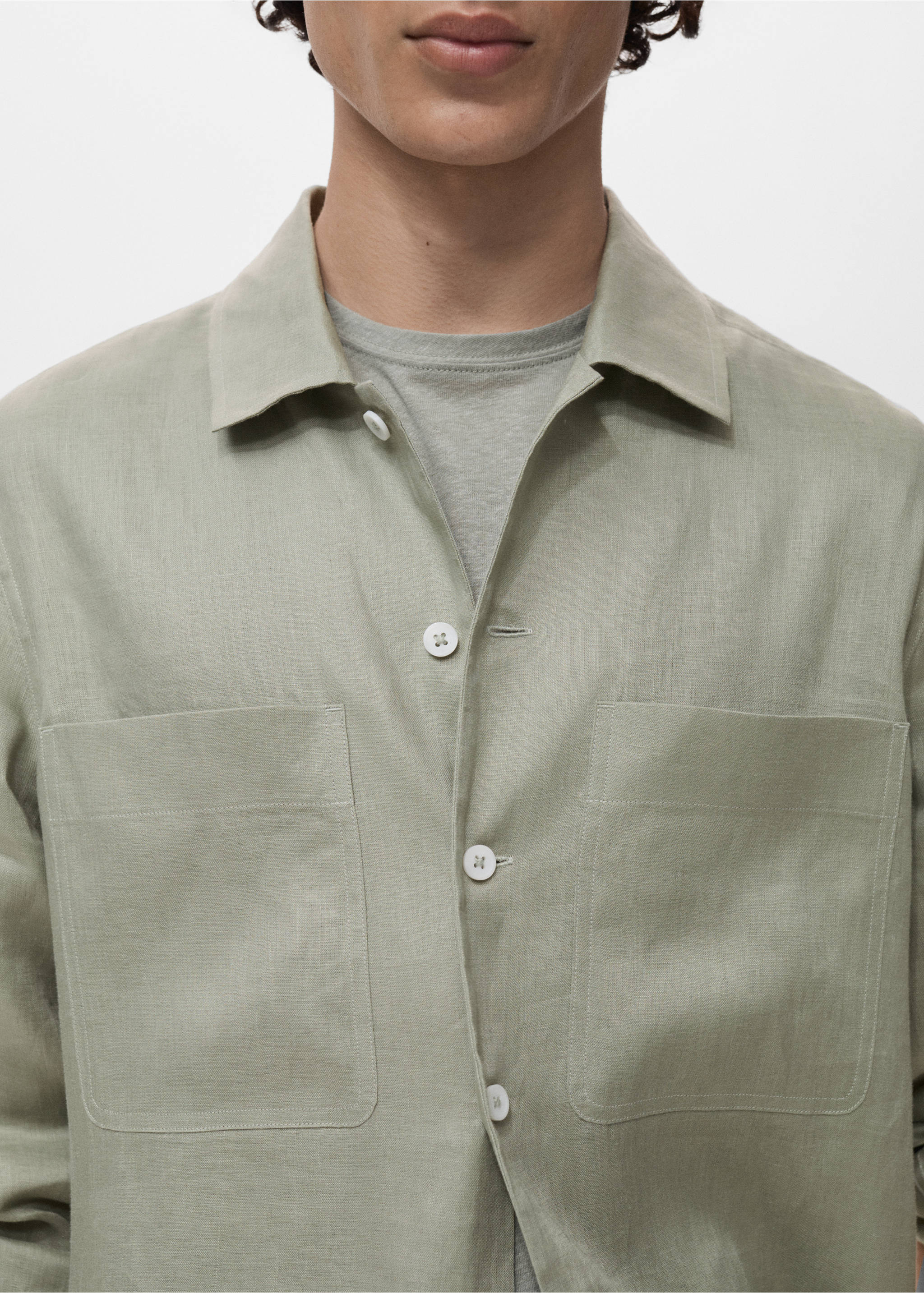 Sobrecamisa 100% lino ligera - Detalle del artículo 1, Verde menta. Ref: 17071225-00.