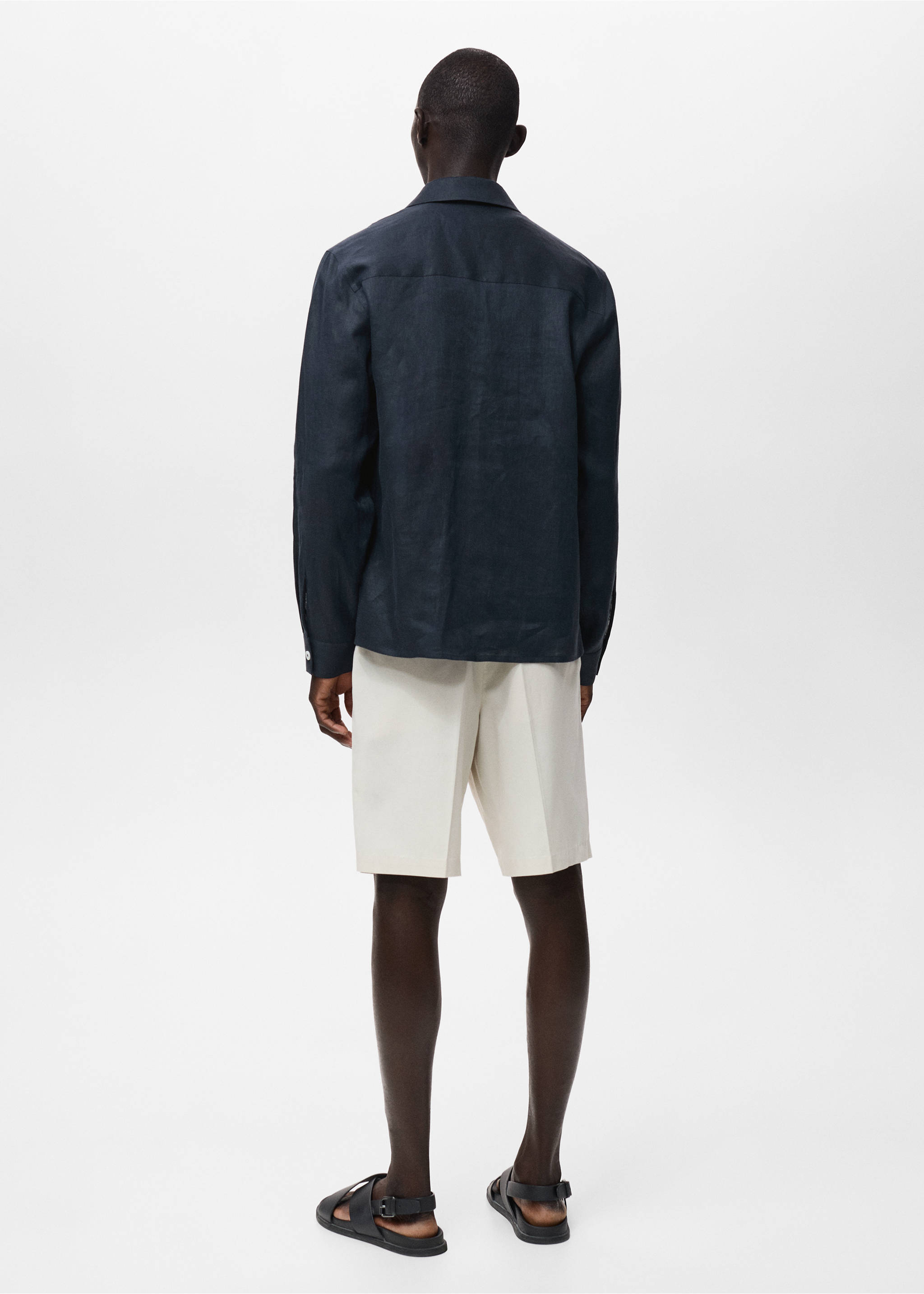 100% linen lightweight overshirt - Reverse of the article, Navy. Ref: 17071225-00.