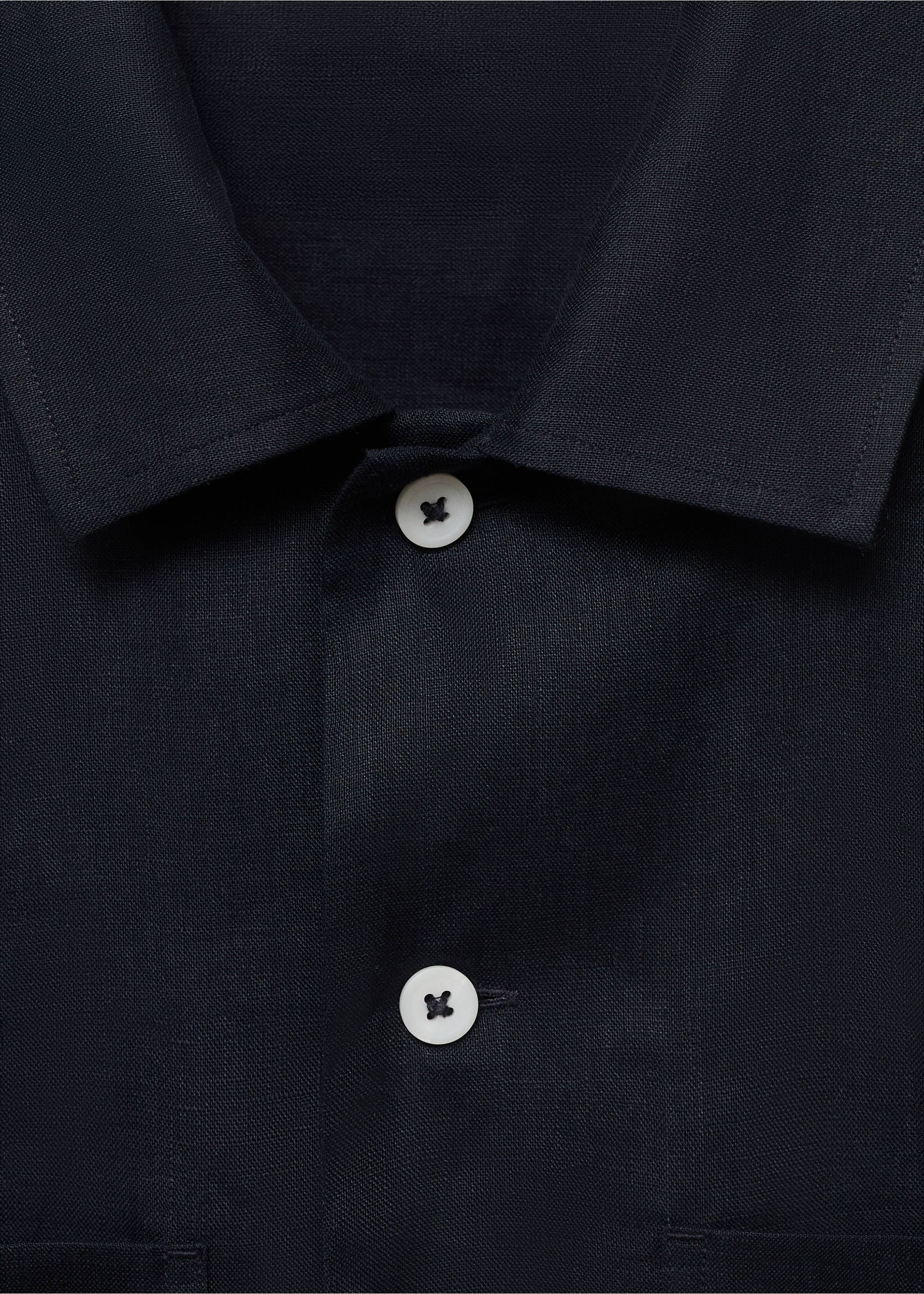 100% linen lightweight overshirt - Details of the article 8, Navy. Ref: 17071225-00.