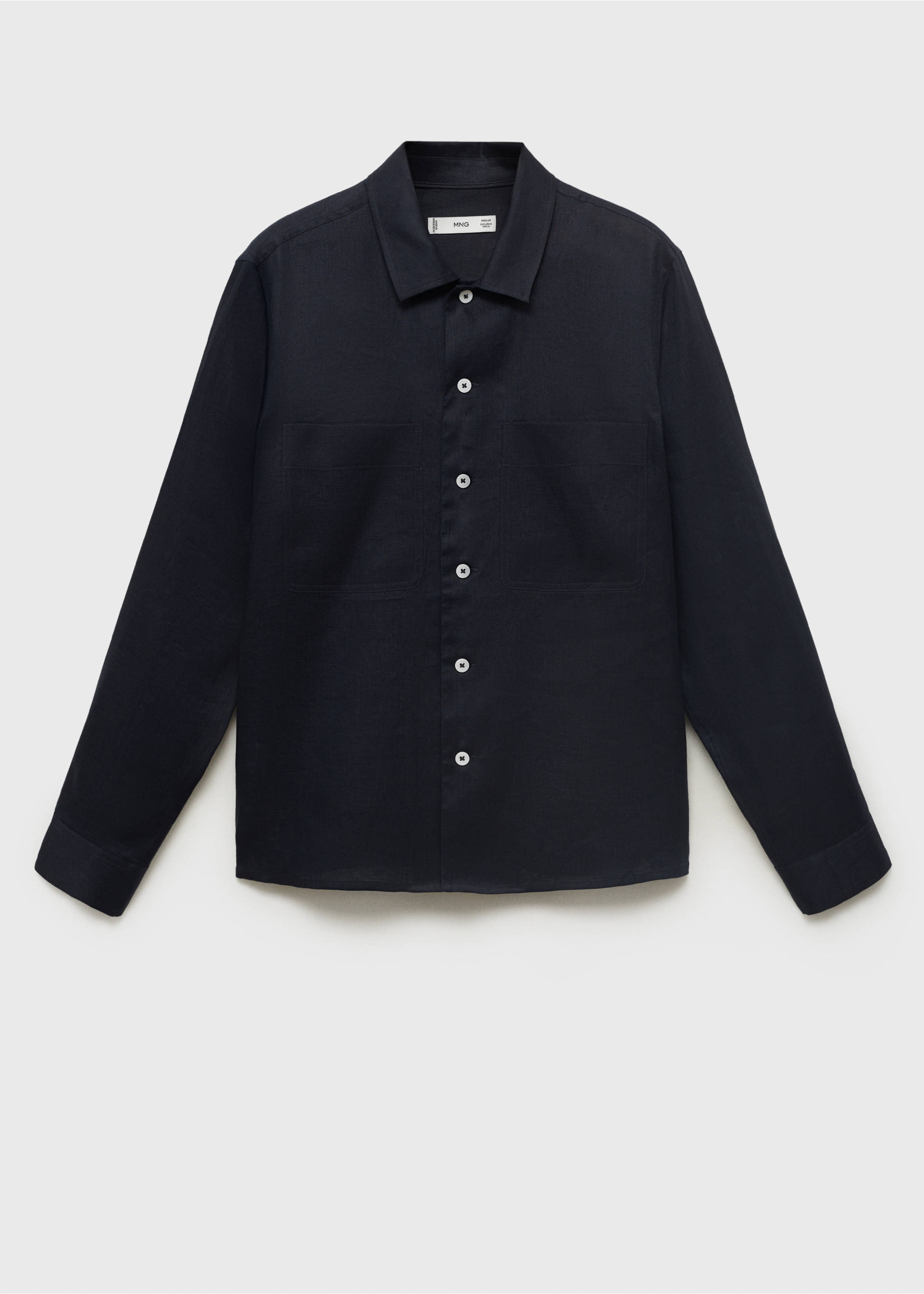 100% linen lightweight overshirt - Article without model, Navy. Ref: 17071225-00.