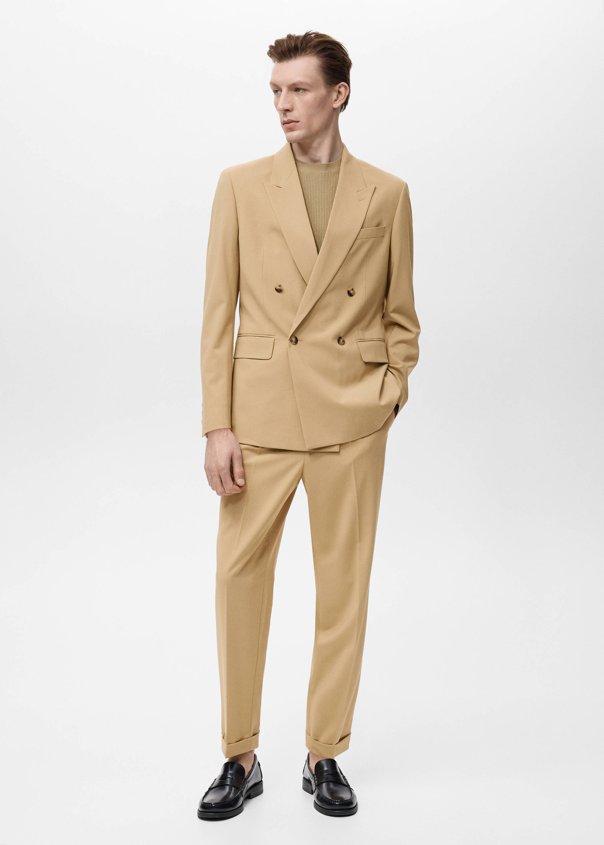 Boston regular-fit double-breasted suit jacket - General plane