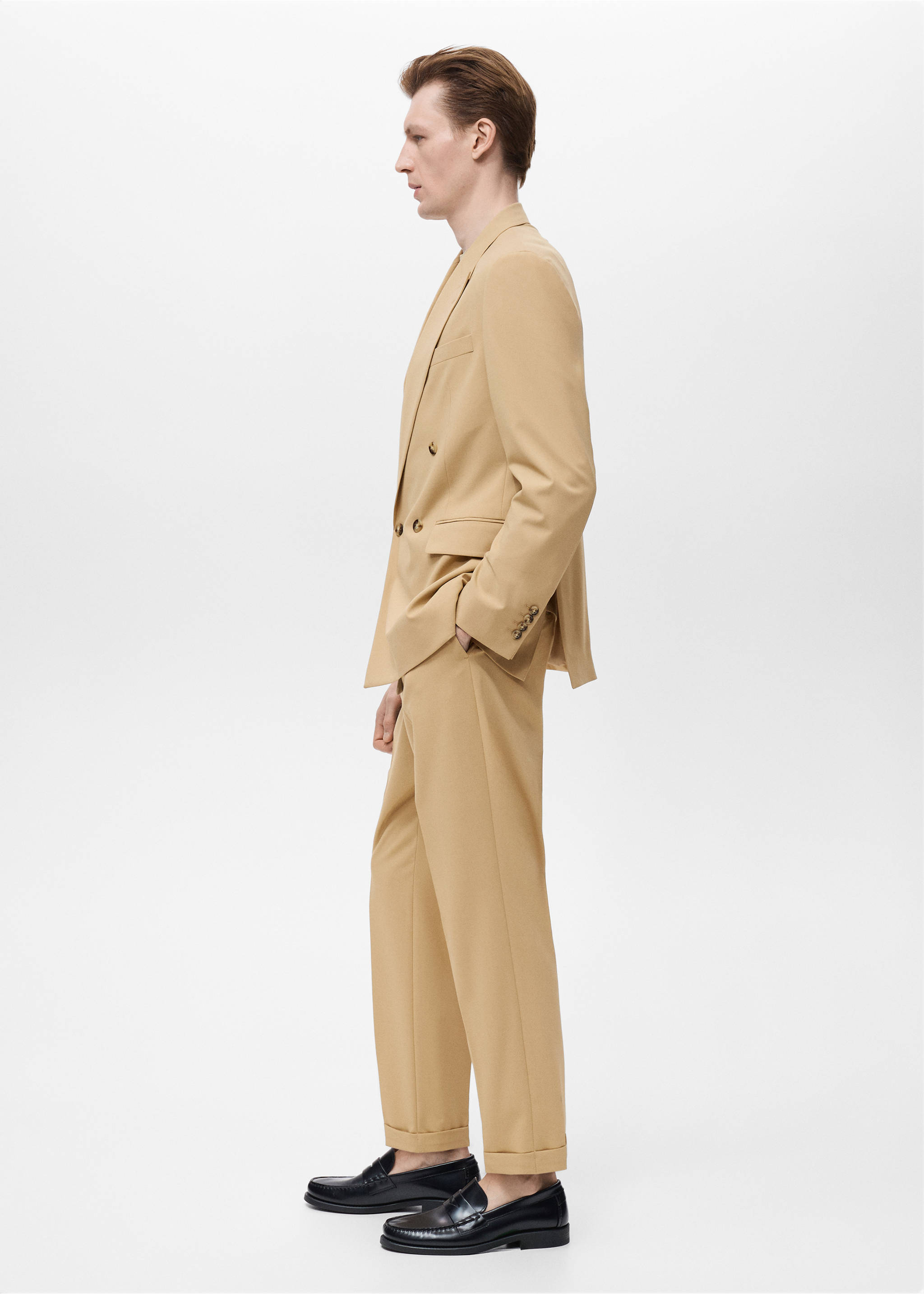 Veste de costume Boston coupe regular croisée - Détail de l'article 2, Beige. Ref: 17071227-00.