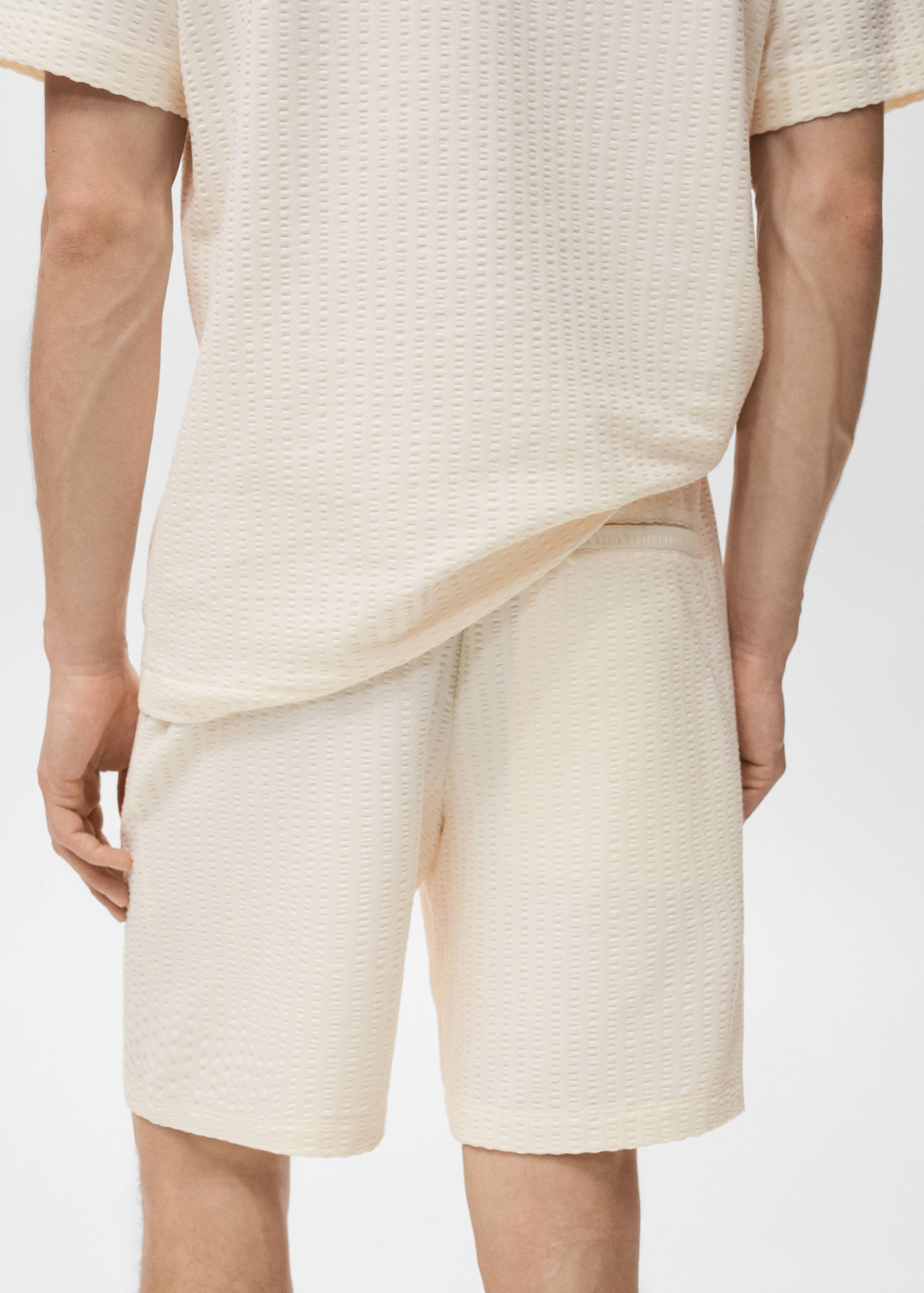 Cotton seersucker bermuda shorts with drawstring - Details of the article 6