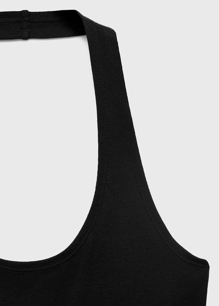 Halter-neck ruffle dress — Black