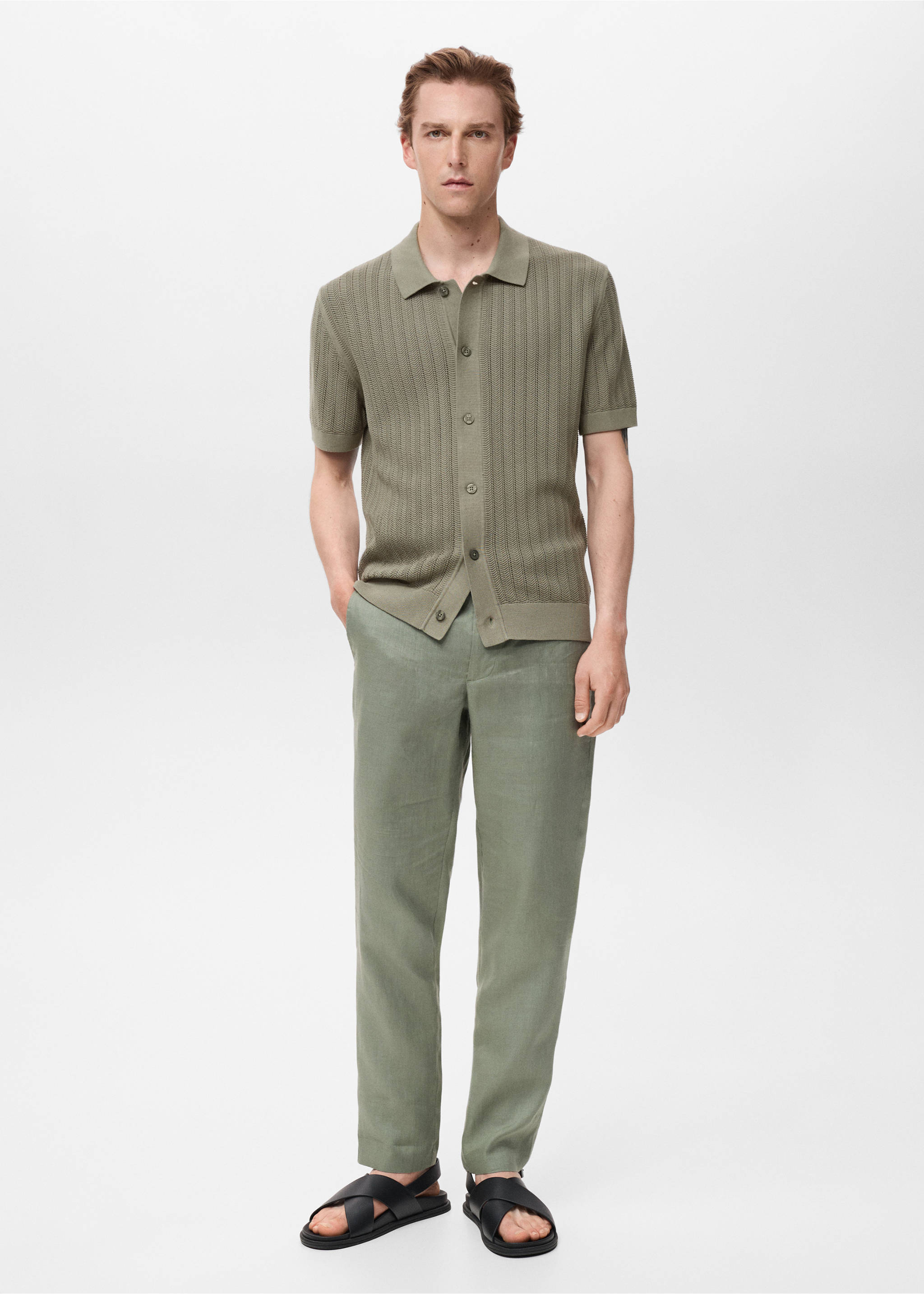 Camisa 100% algodón estructura - Plano general, Khaki. Ref: 17071242-00.
