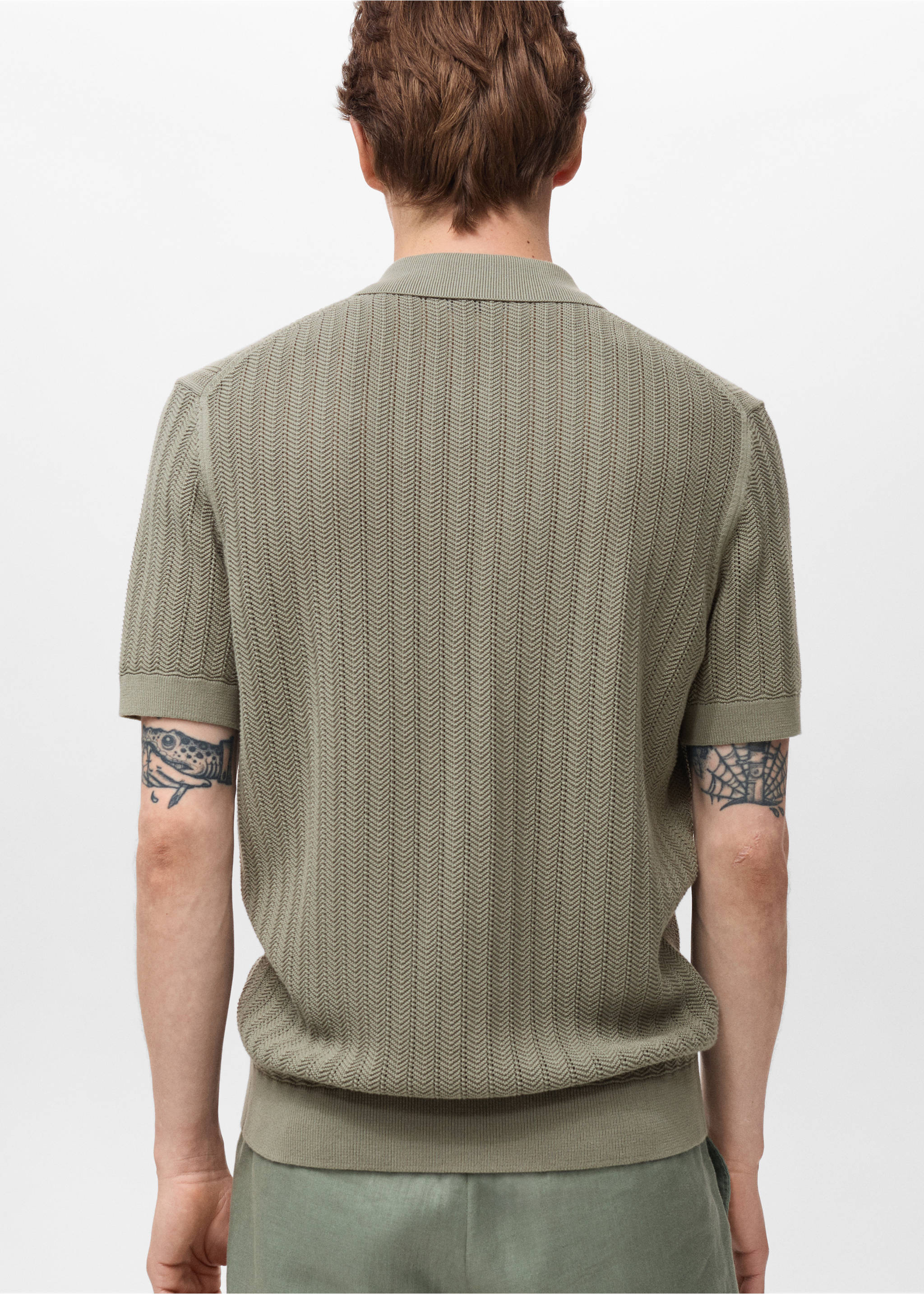 Camisa 100% algodón estructura - Reverso del artículo, Khaki. Ref: 17071242-00.