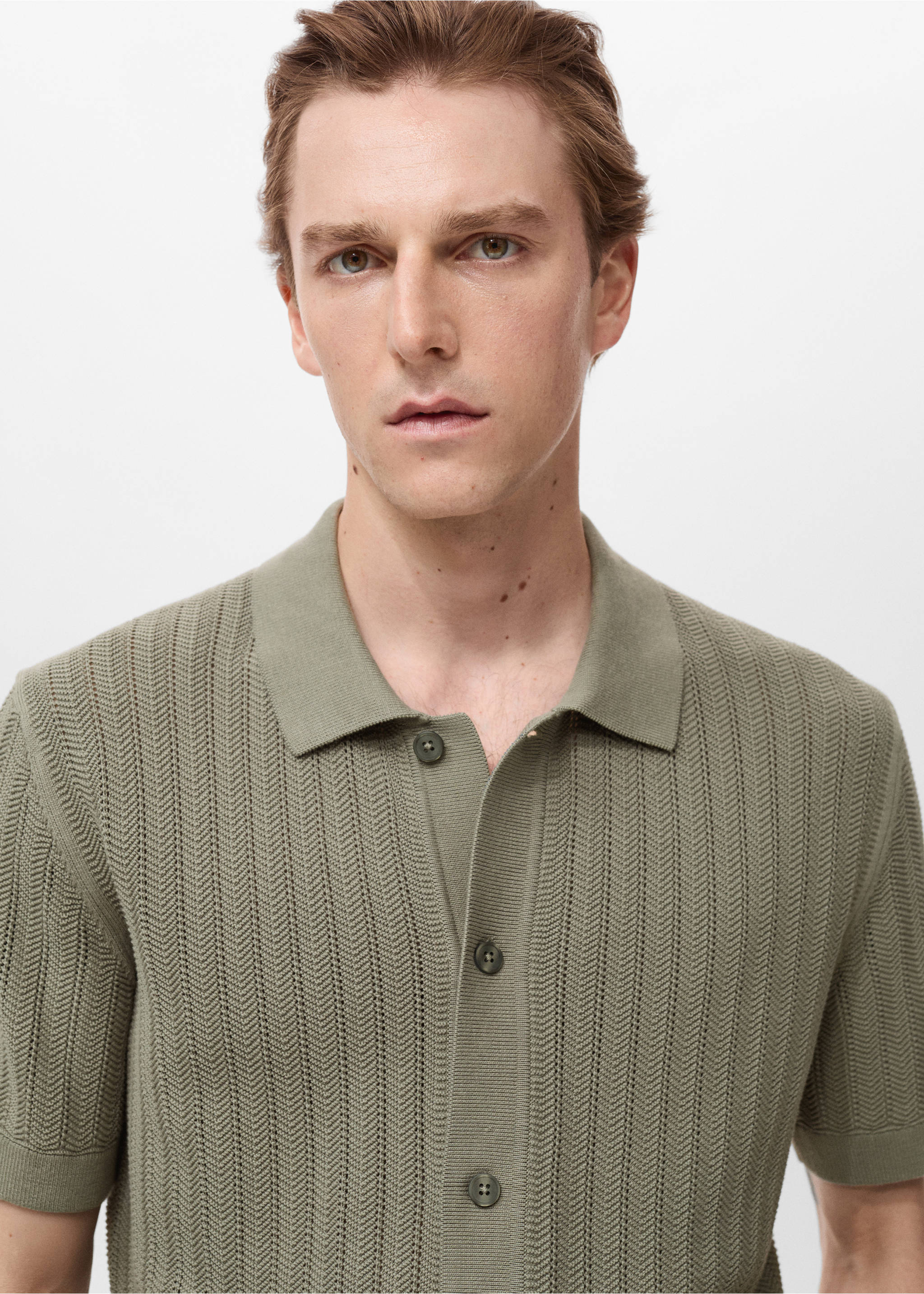 Camisa 100% algodón estructura - Detalle del artículo 1, Khaki. Ref: 17071242-00.
