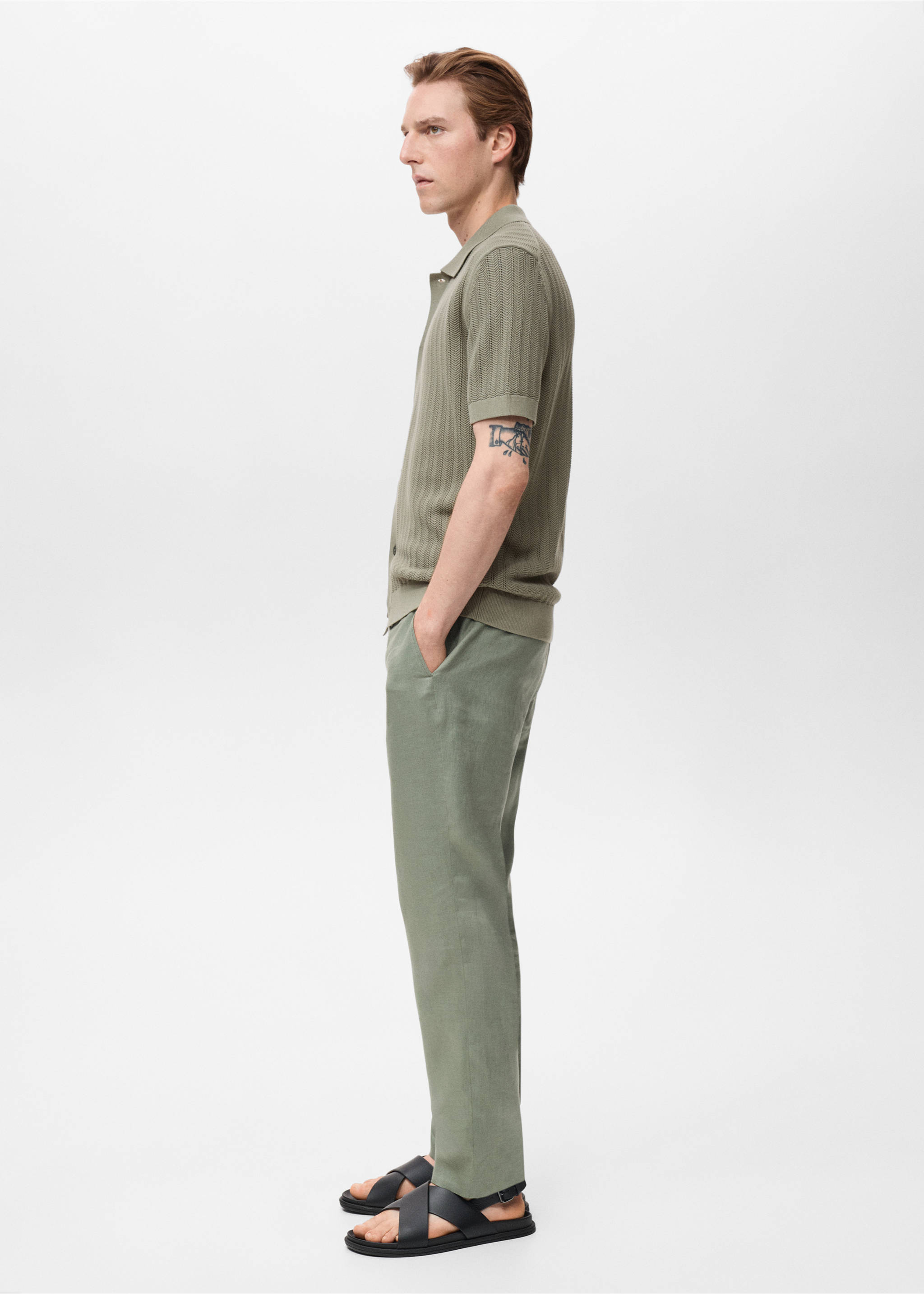 Camisa 100% algodón estructura - Detalle del artículo 2, Khaki. Ref: 17071242-00.