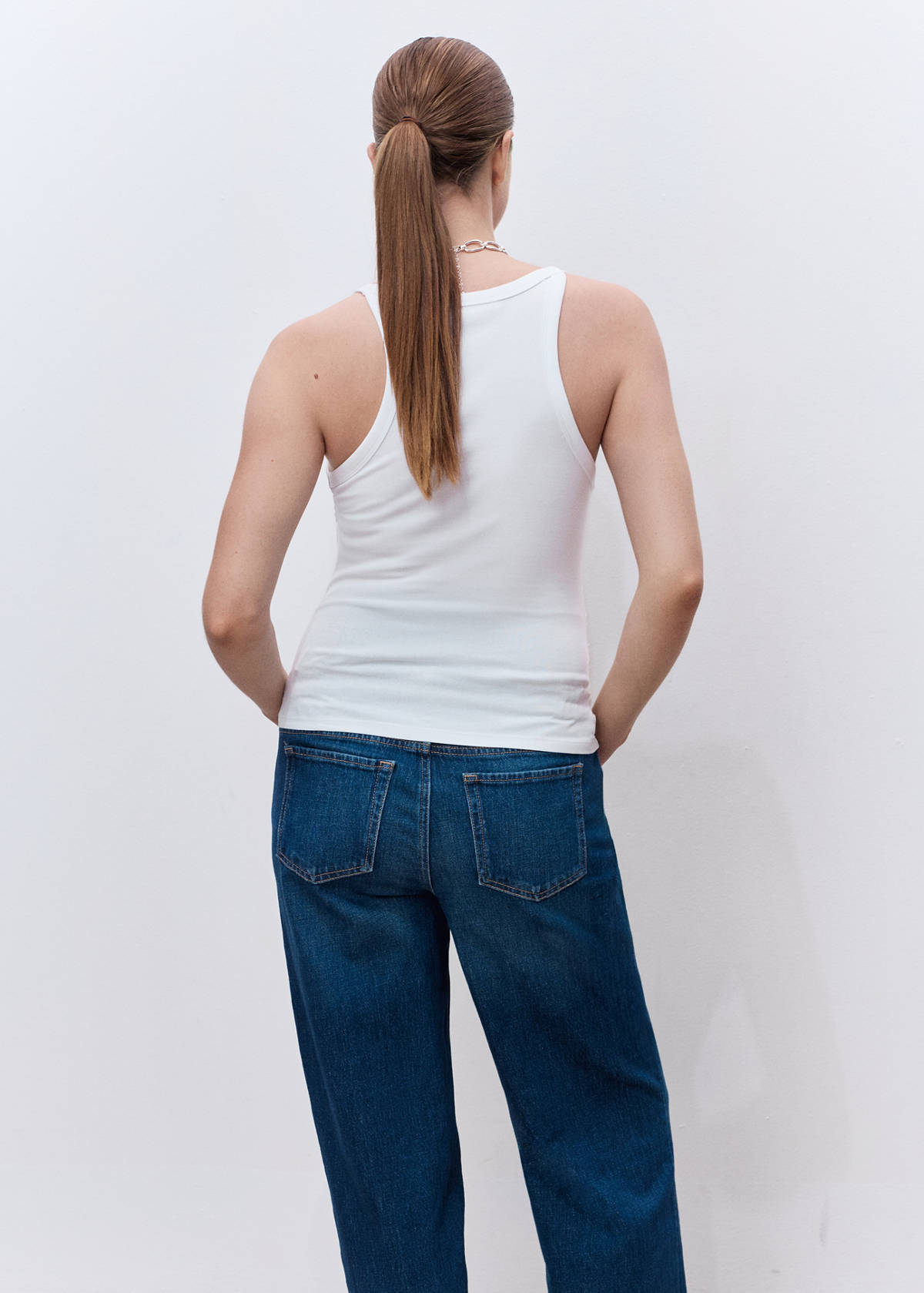 Cotton maternity top with straps — White