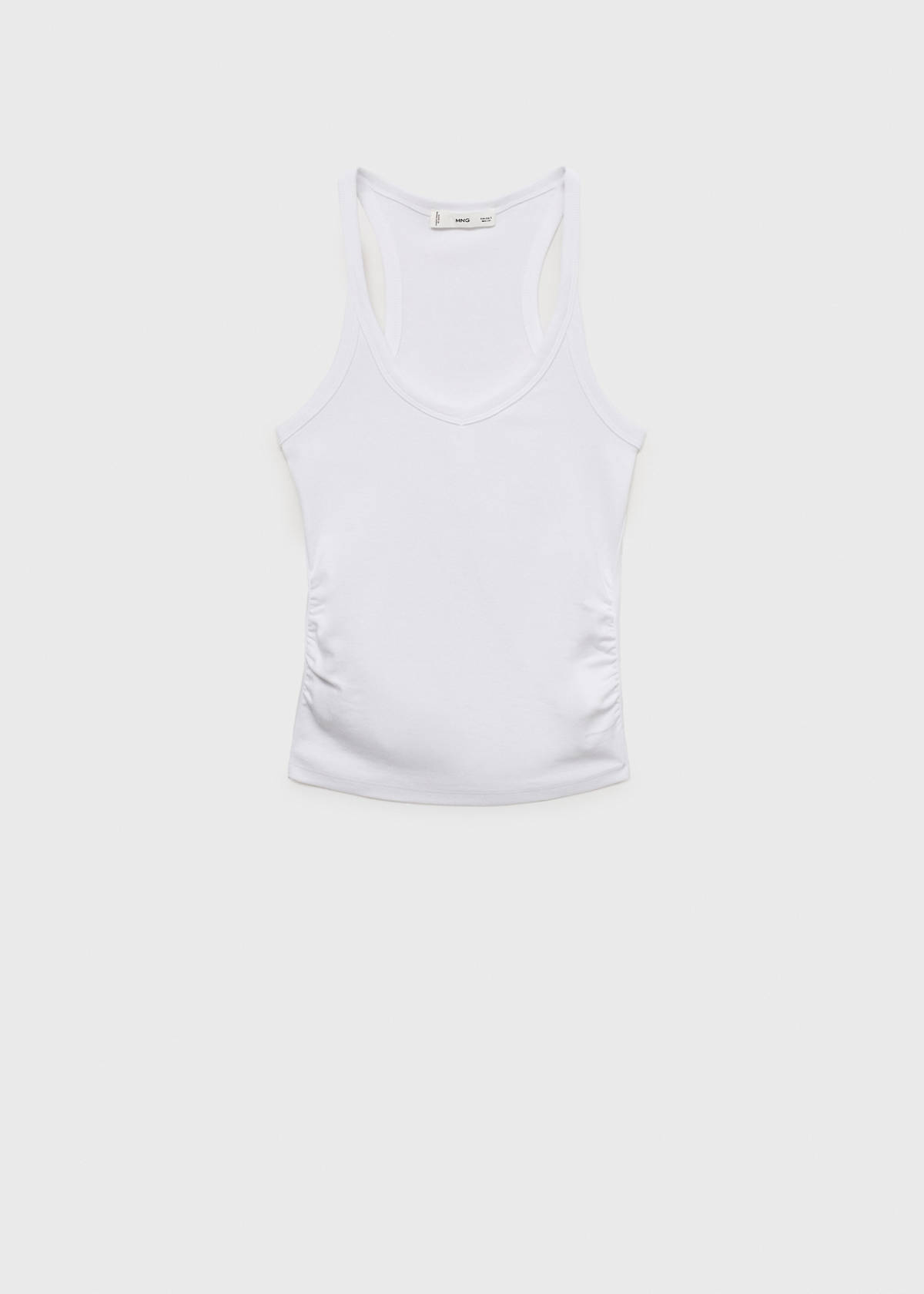 Cotton maternity top with straps — White