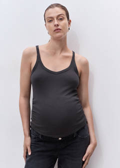 Cotton maternity top with straps — Charcoal 1