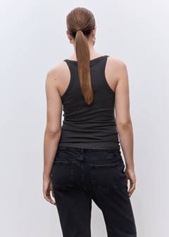 Cotton maternity top with straps — Charcoal 3