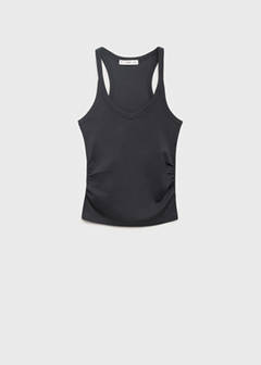 Cotton maternity top with straps — Charcoal 7