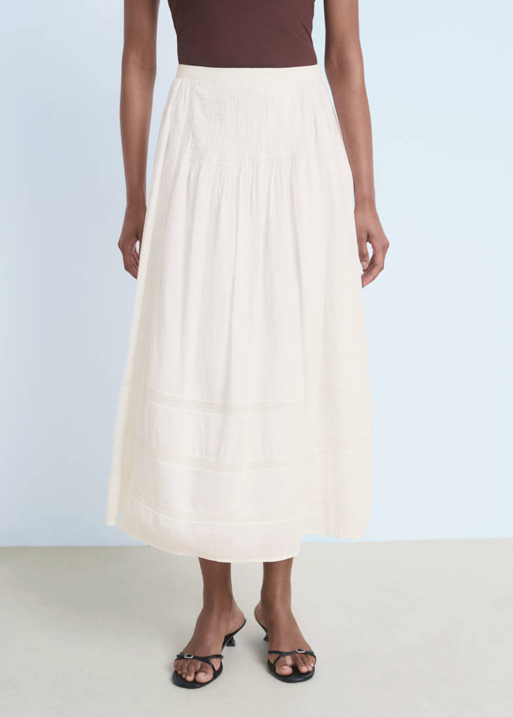 Lace cotton skirt — White