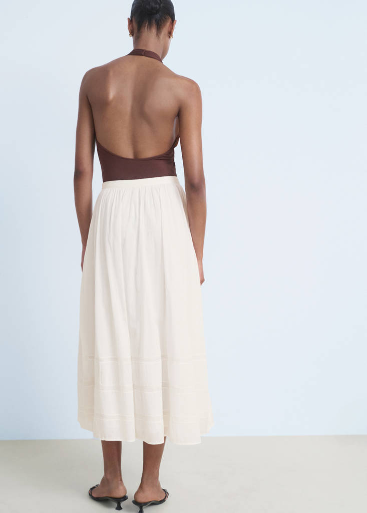 Lace cotton skirt — White