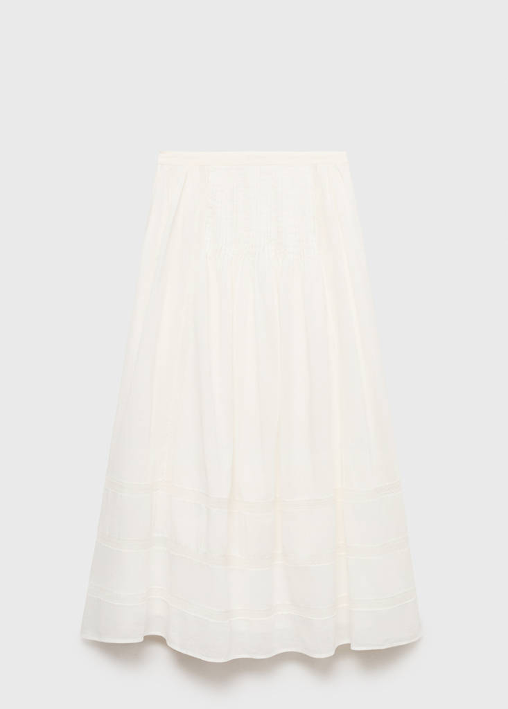 Lace cotton skirt — White