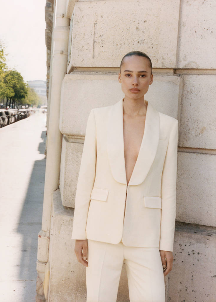 Suit blazer with satin lapels — Off White