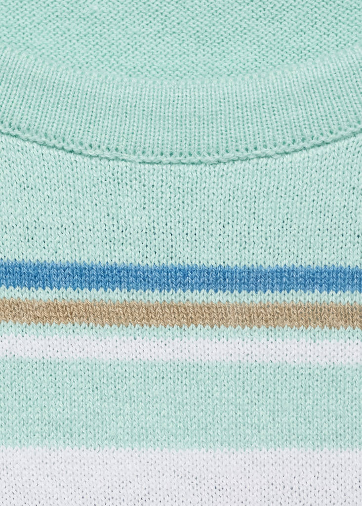 Short-sleeved sweater with combined stripes — Mint Green