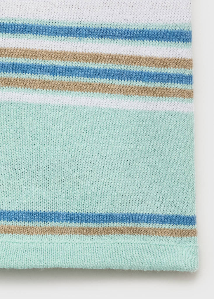 Short-sleeved sweater with combined stripes — Mint Green