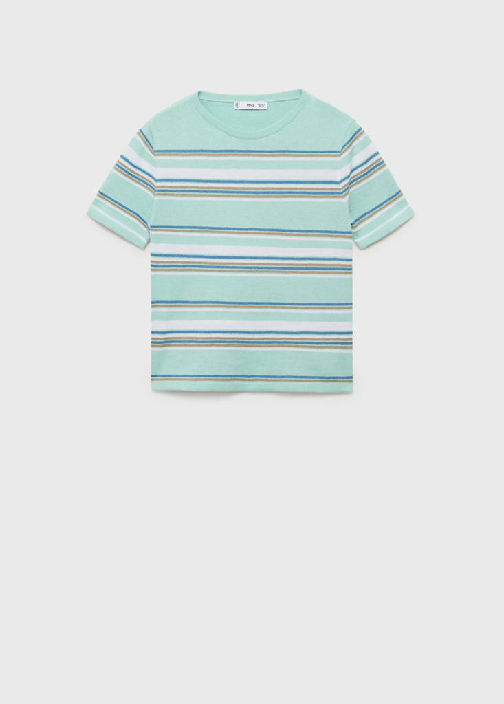 Short-sleeved sweater with combined stripes — Mint Green