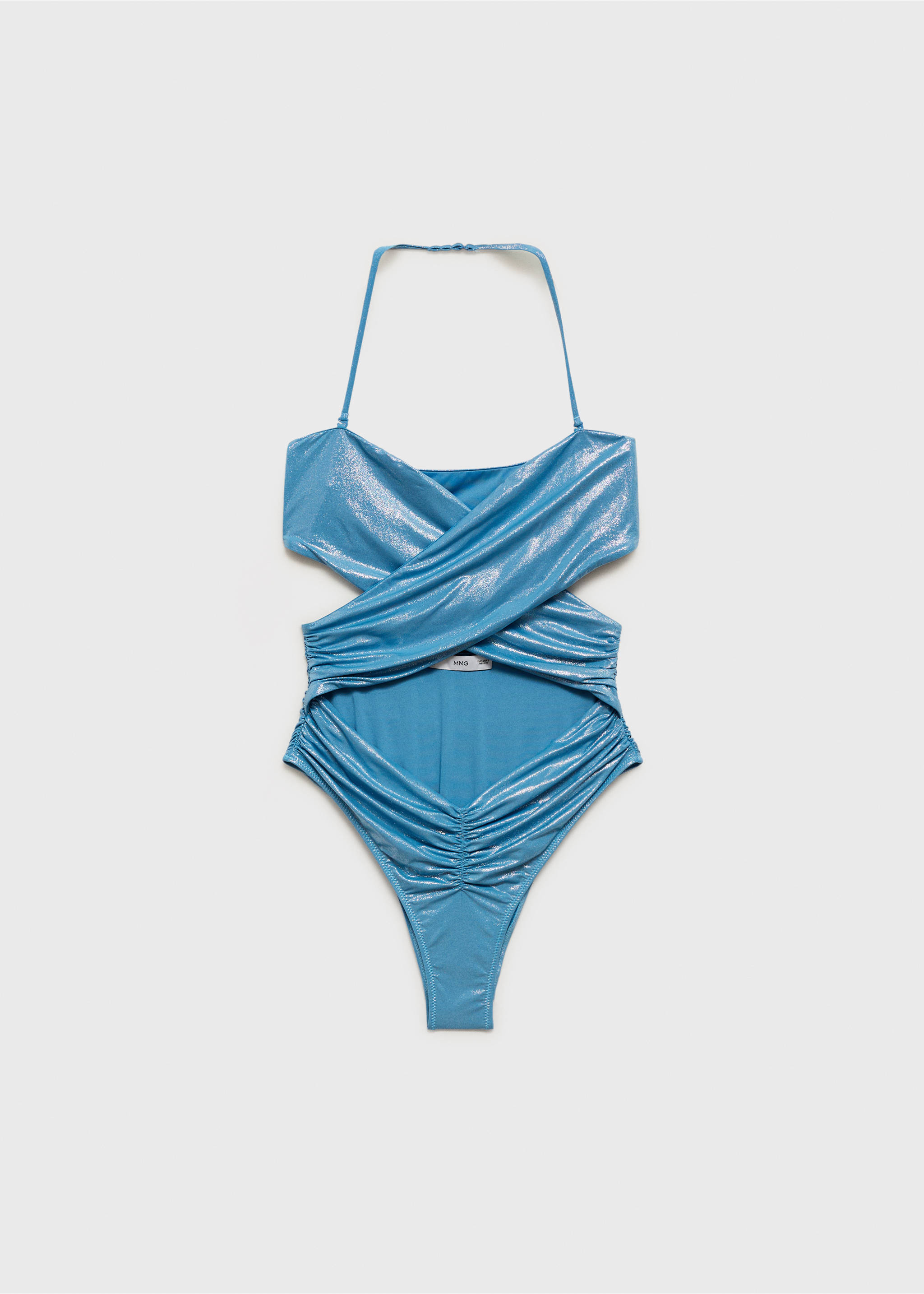 Swimsuit with a shiny finish and cut-out - Article without model, Blue. Ref: 17071262-00.