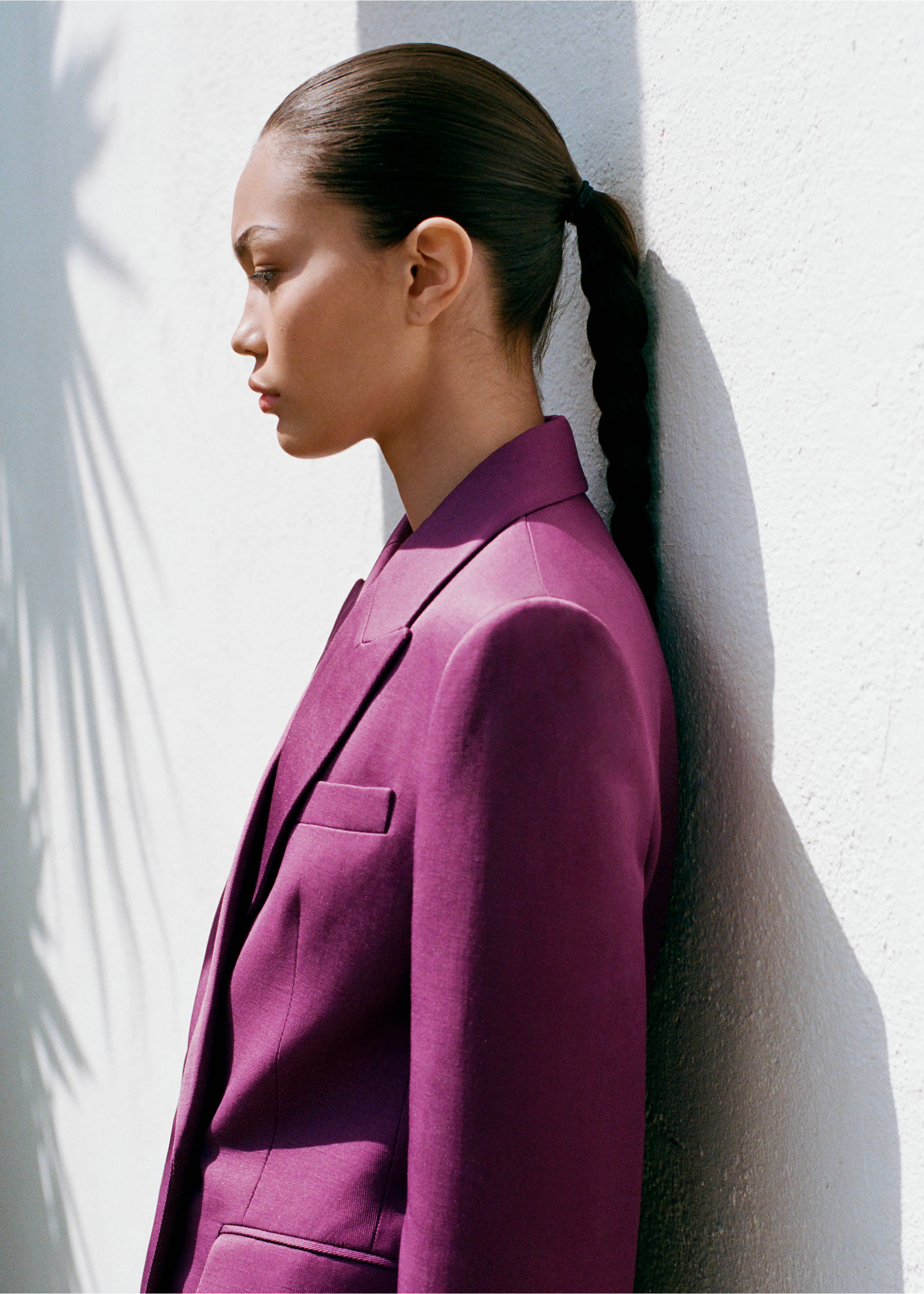 Blazer costume croisé lin mélangé - Détail de l'article 7, Fuchsia. Ref: 17071264-00.