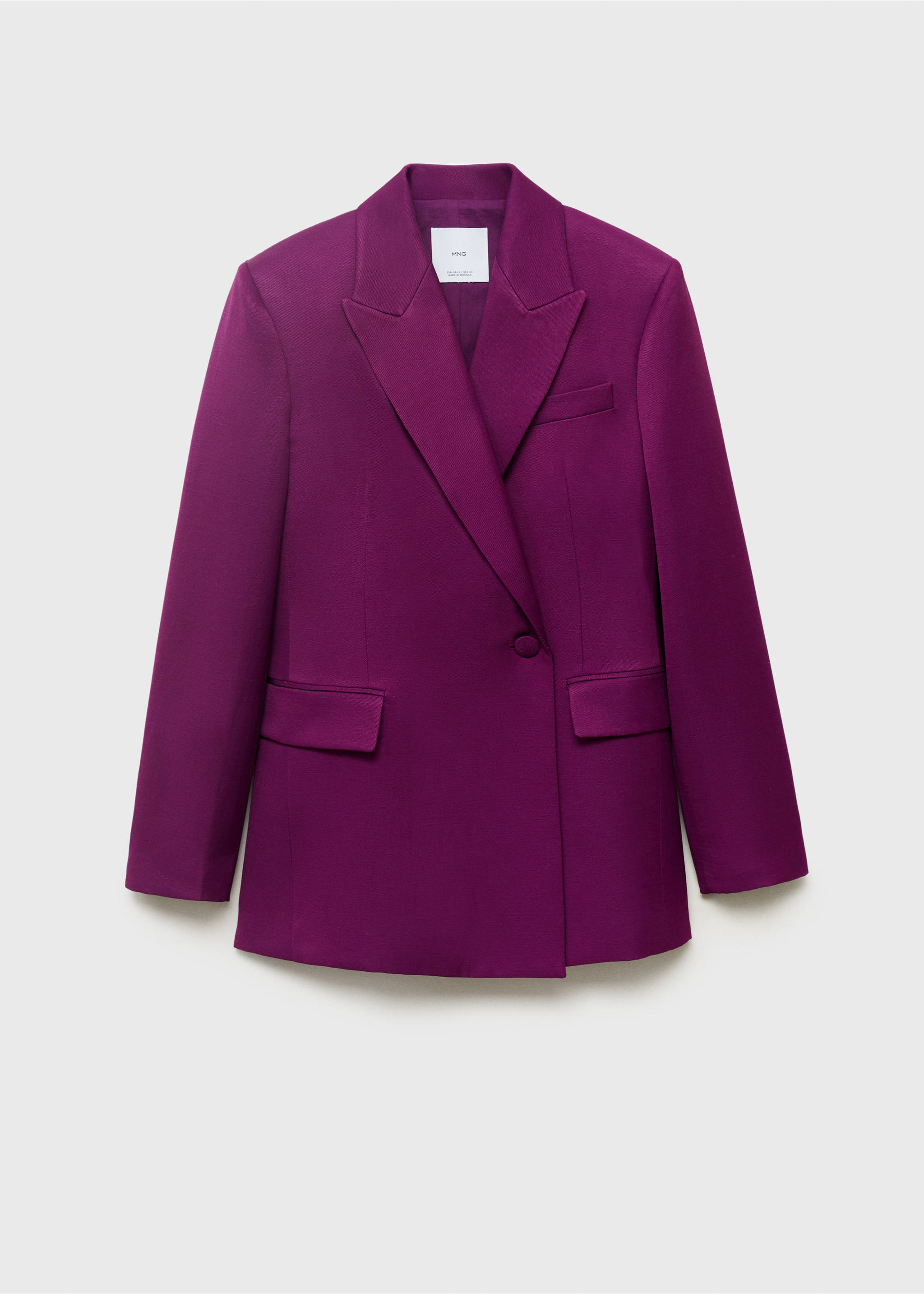 Linen-blend double-breasted suit jacket - Article without model, Fuchsia. Ref: 17071264-00.