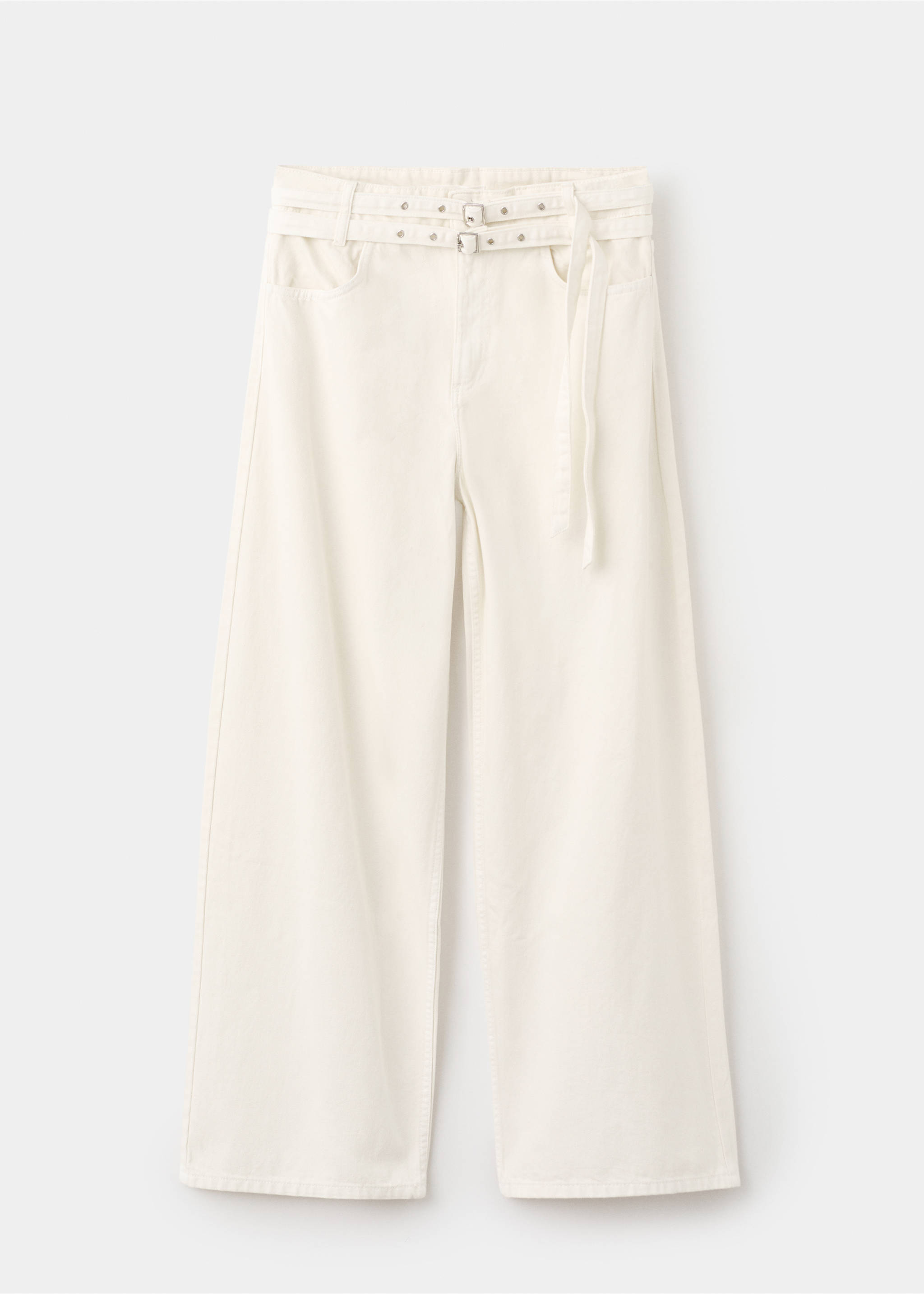 Jean barrel double ceinture - Article sans modèle, Blanc cassé. Ref: 17071271-00.