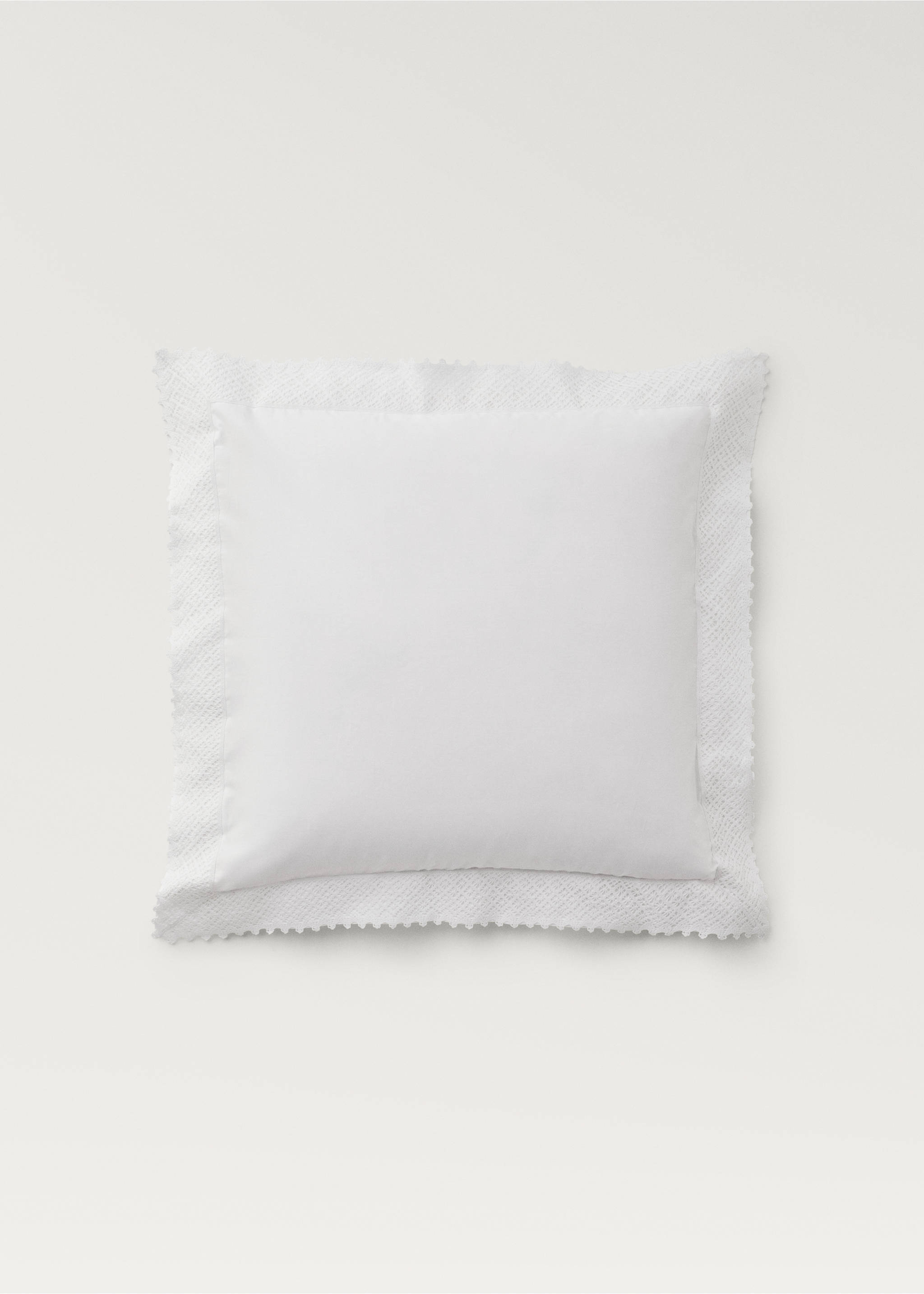 To putetrekk med blondedetalj, 60x60 cm - Artikkel uten modell, Hvit. Ref: 17071277-00.