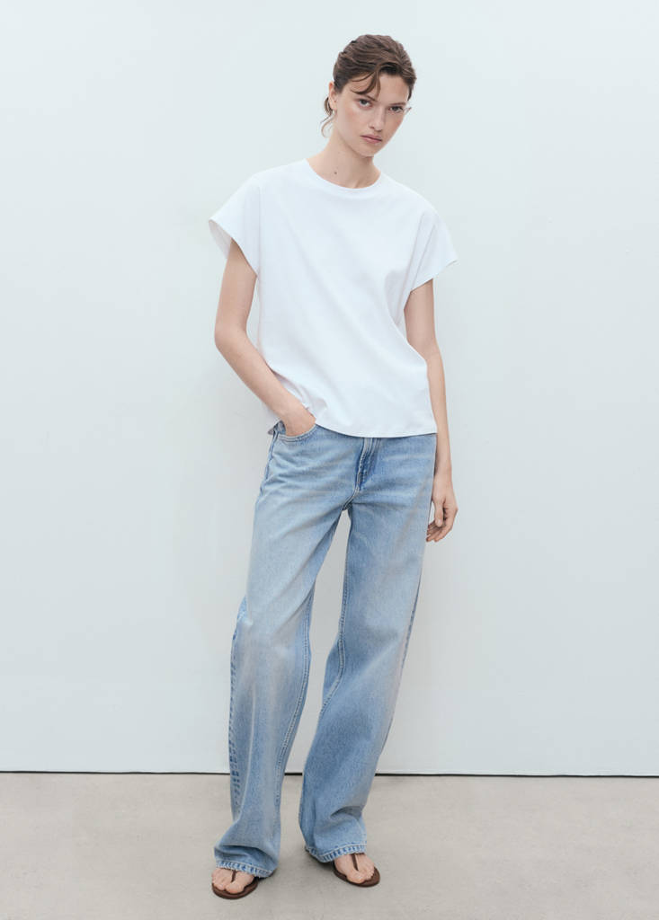 Rounded neck cotton t-shirt — White