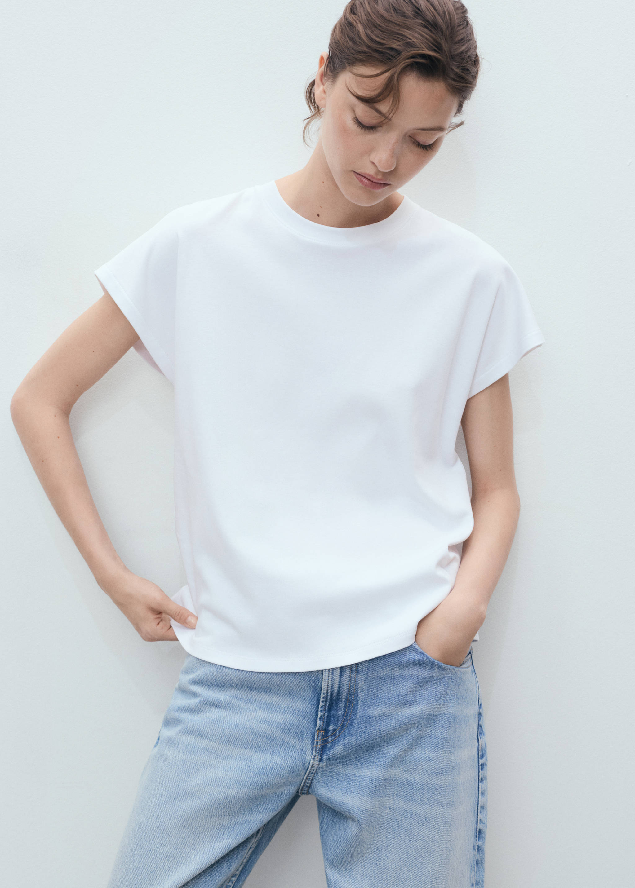 Rounded neck cotton t-shirt - Medium plane
