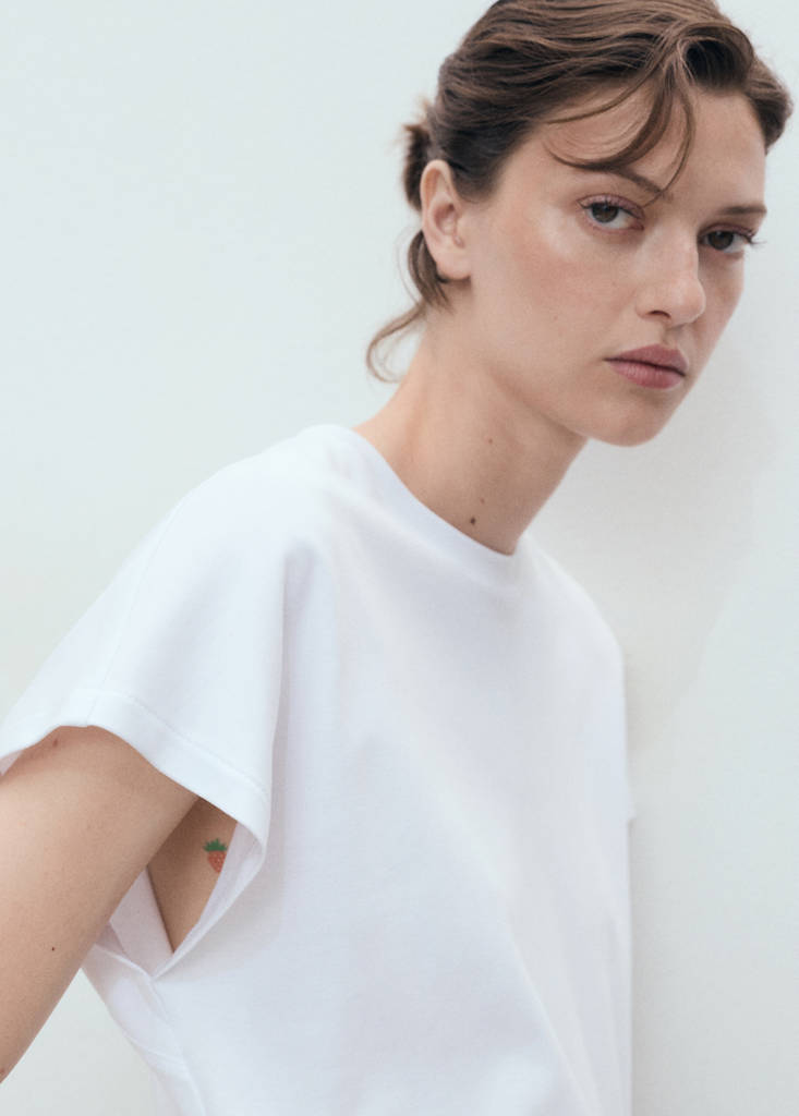 Rounded neck cotton t-shirt — White