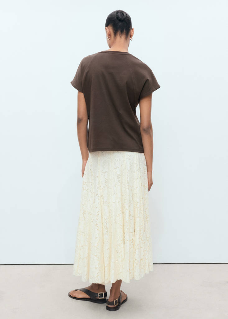 Rounded neck cotton t-shirt — Brown