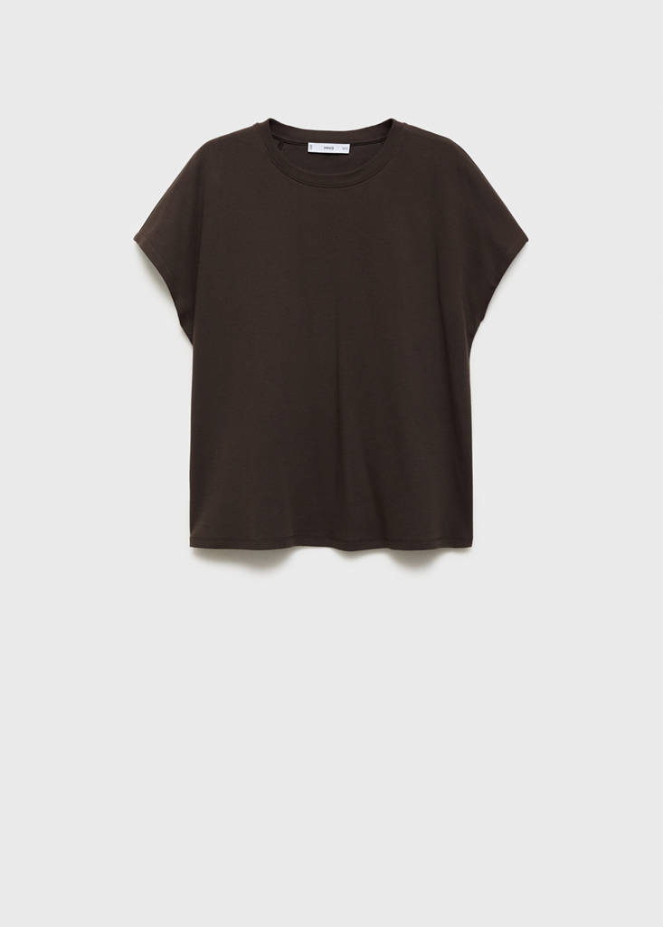 Rounded neck cotton t-shirt — Brown