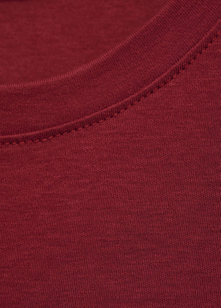 Rounded neck cotton t-shirt — Burgundy