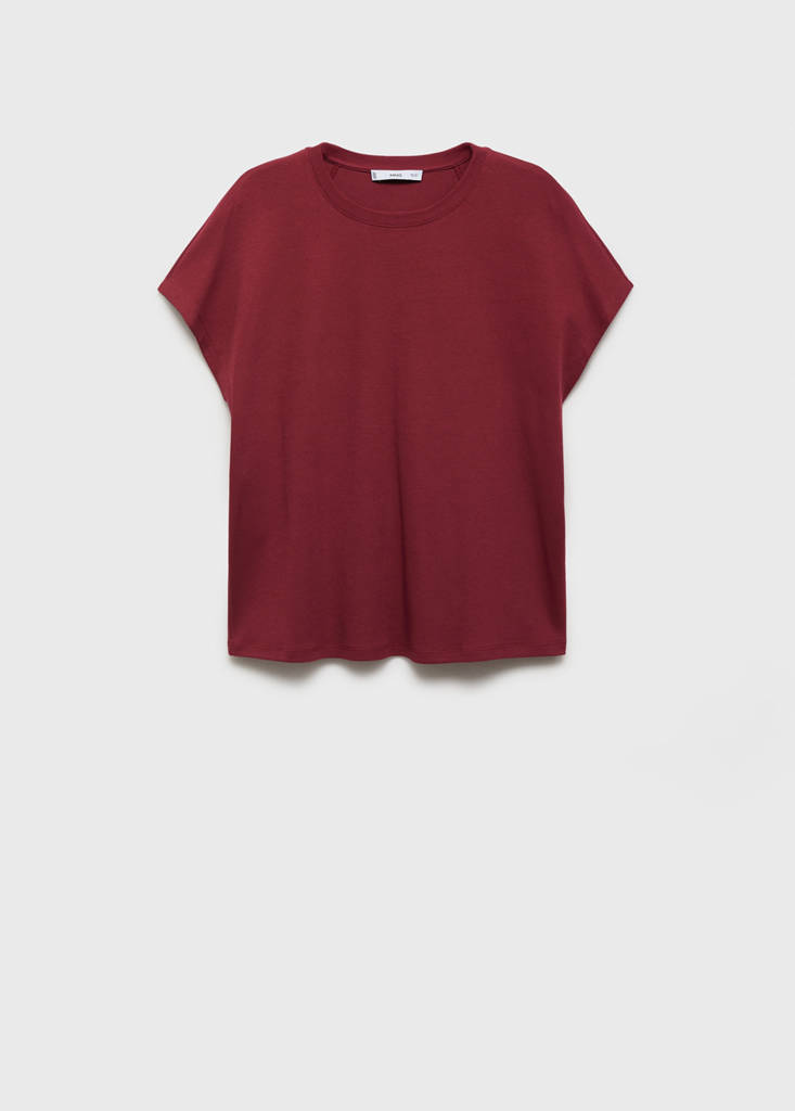 Rounded neck cotton t-shirt — Burgundy