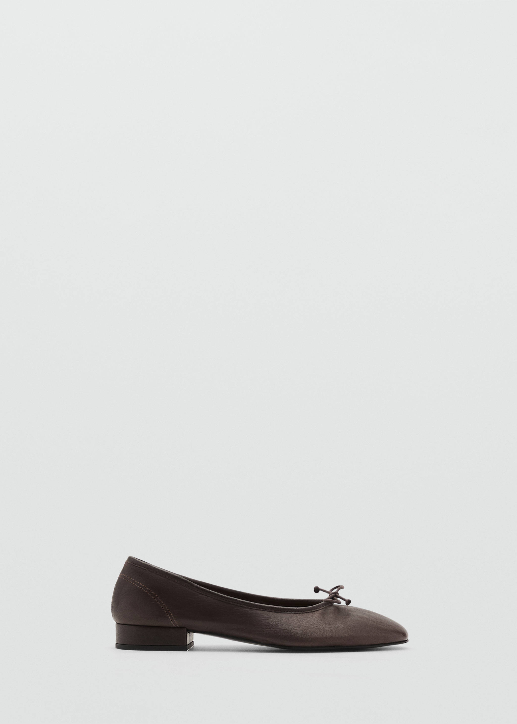 Leather ballet flats with bow - Article without model, Chocolate. Ref: 17071287-00.