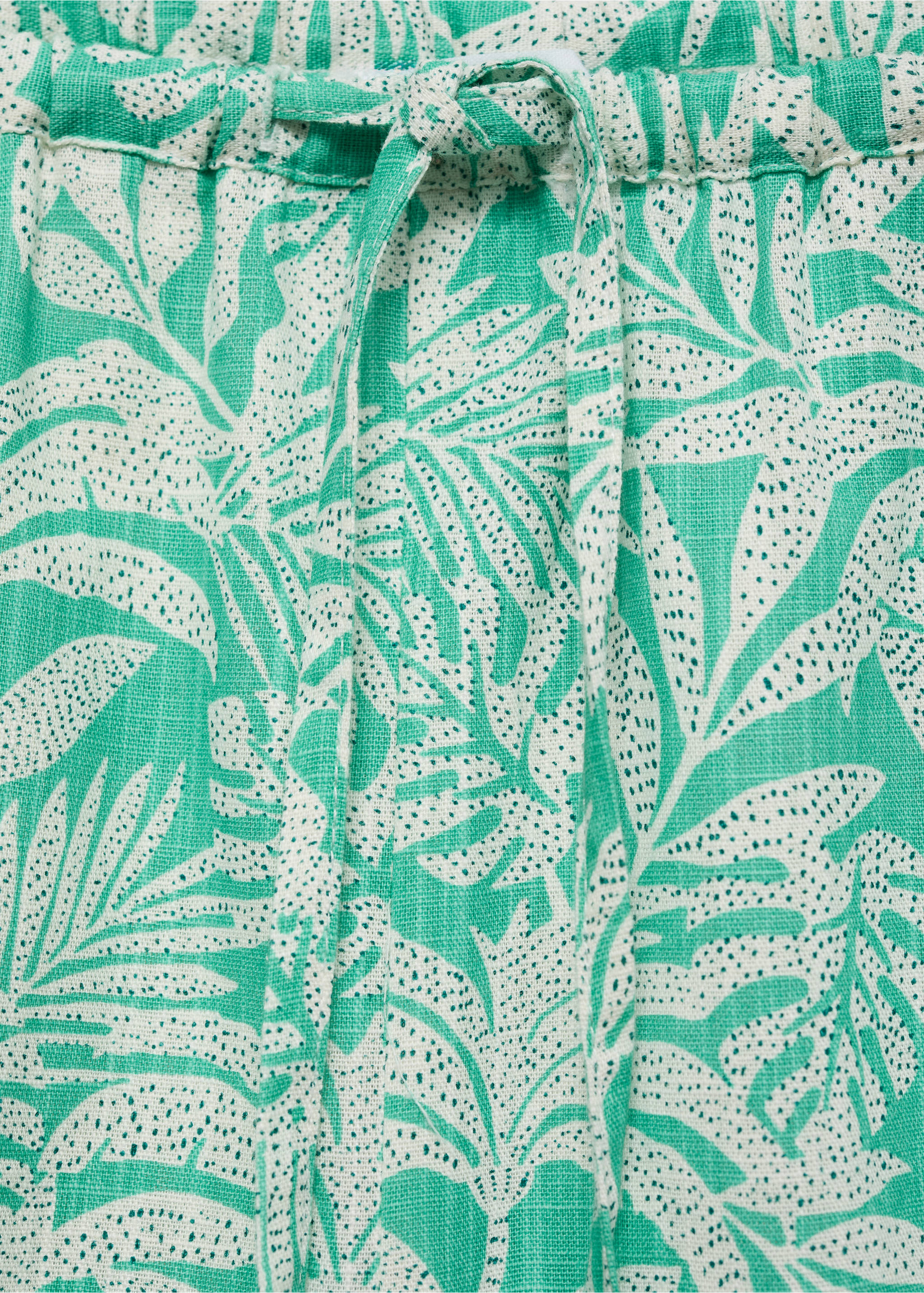 Cotton trousers with leaf pattern - Details of the article 0, Turquoise. Ref: 17071513-00.
