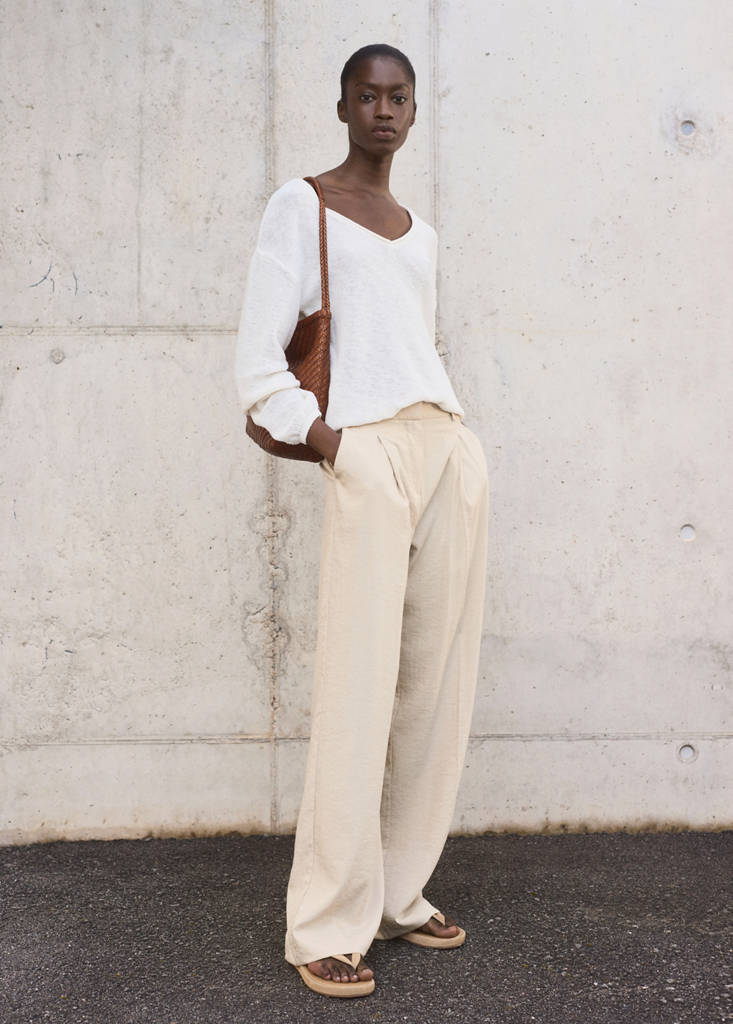 Wide leg pleated trousers — Light/Pastel Grey