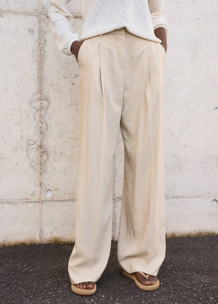 Wide leg pleated trousers — Light/Pastel Grey