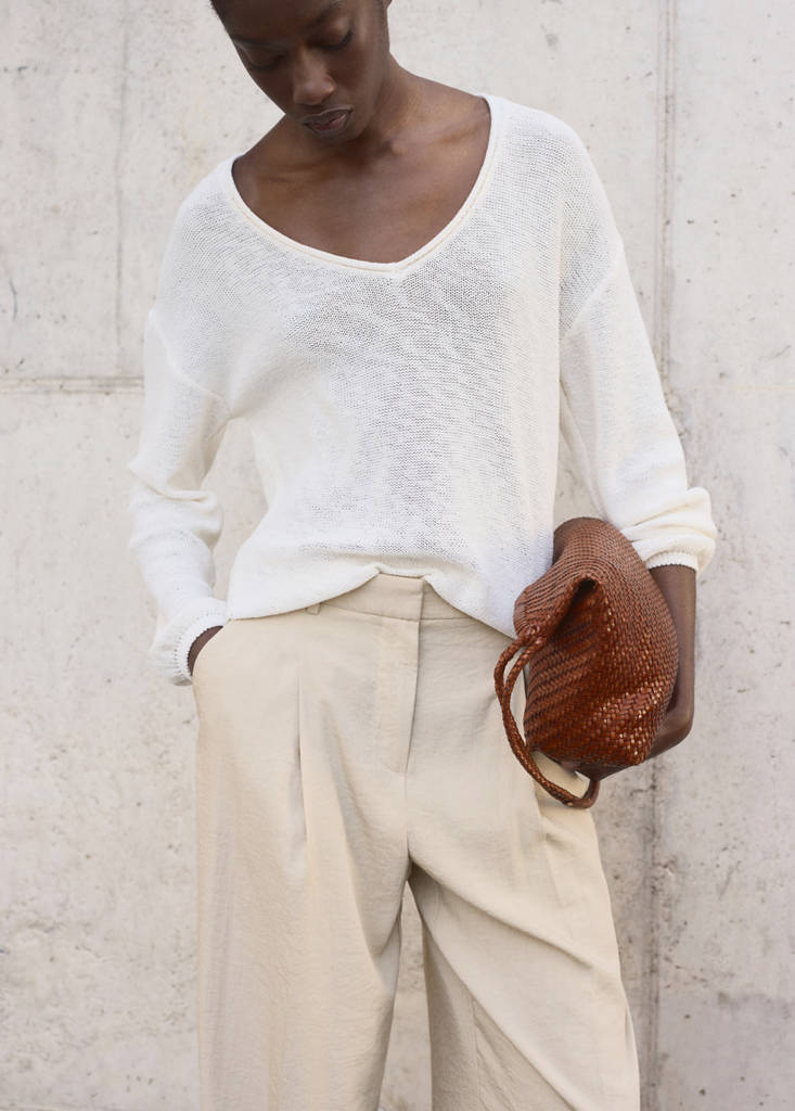 Wide leg pleated trousers — Light/Pastel Grey