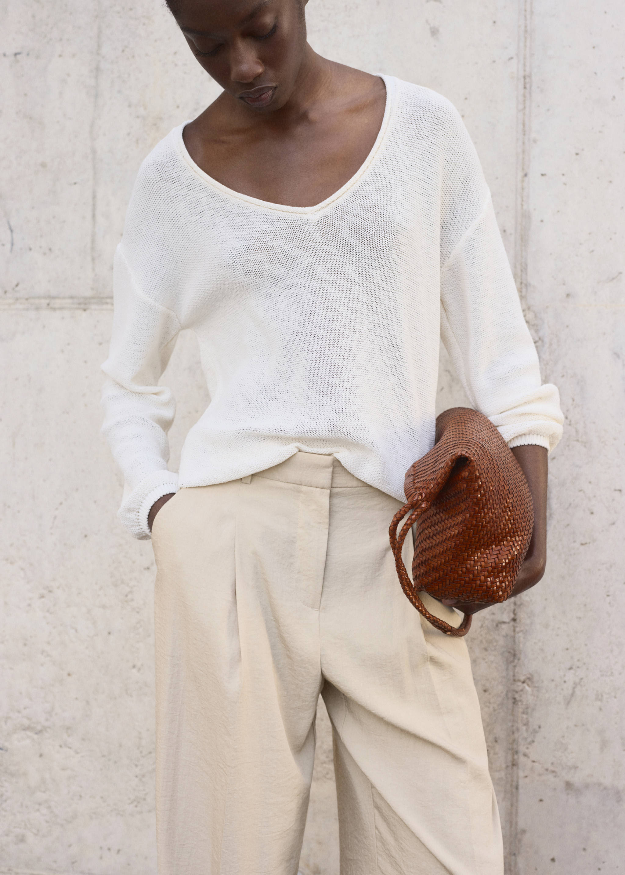 Wide leg pleated pants - Details of the article 1