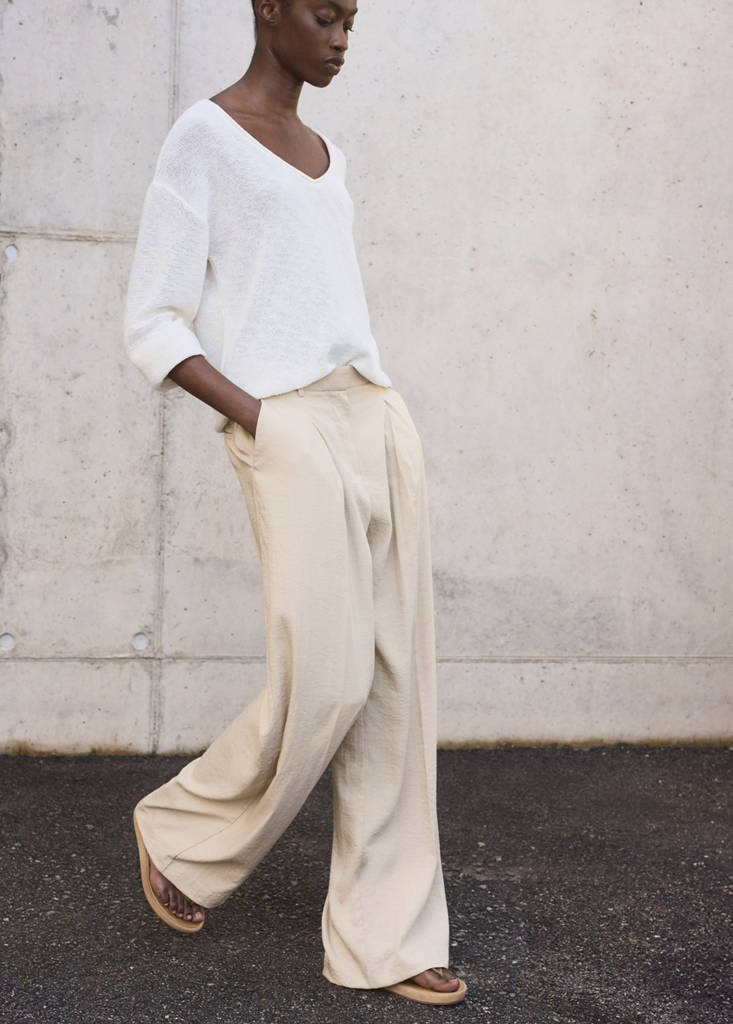 Wide leg pleated trousers — Light/Pastel Grey