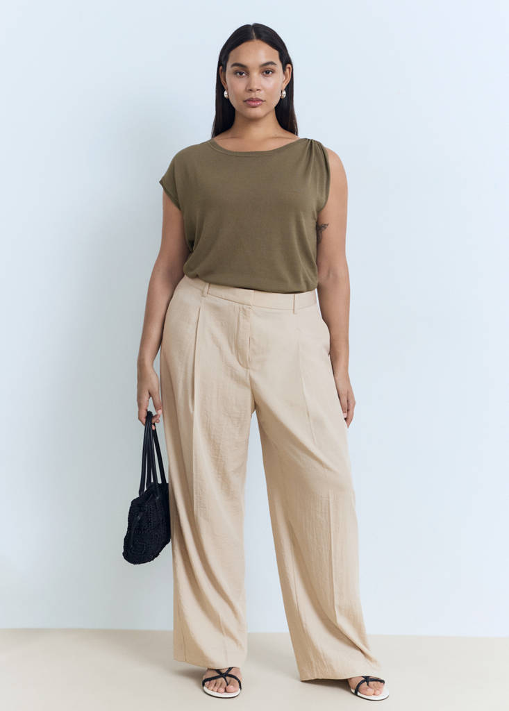 Wide leg pleated trousers — Light/Pastel Grey